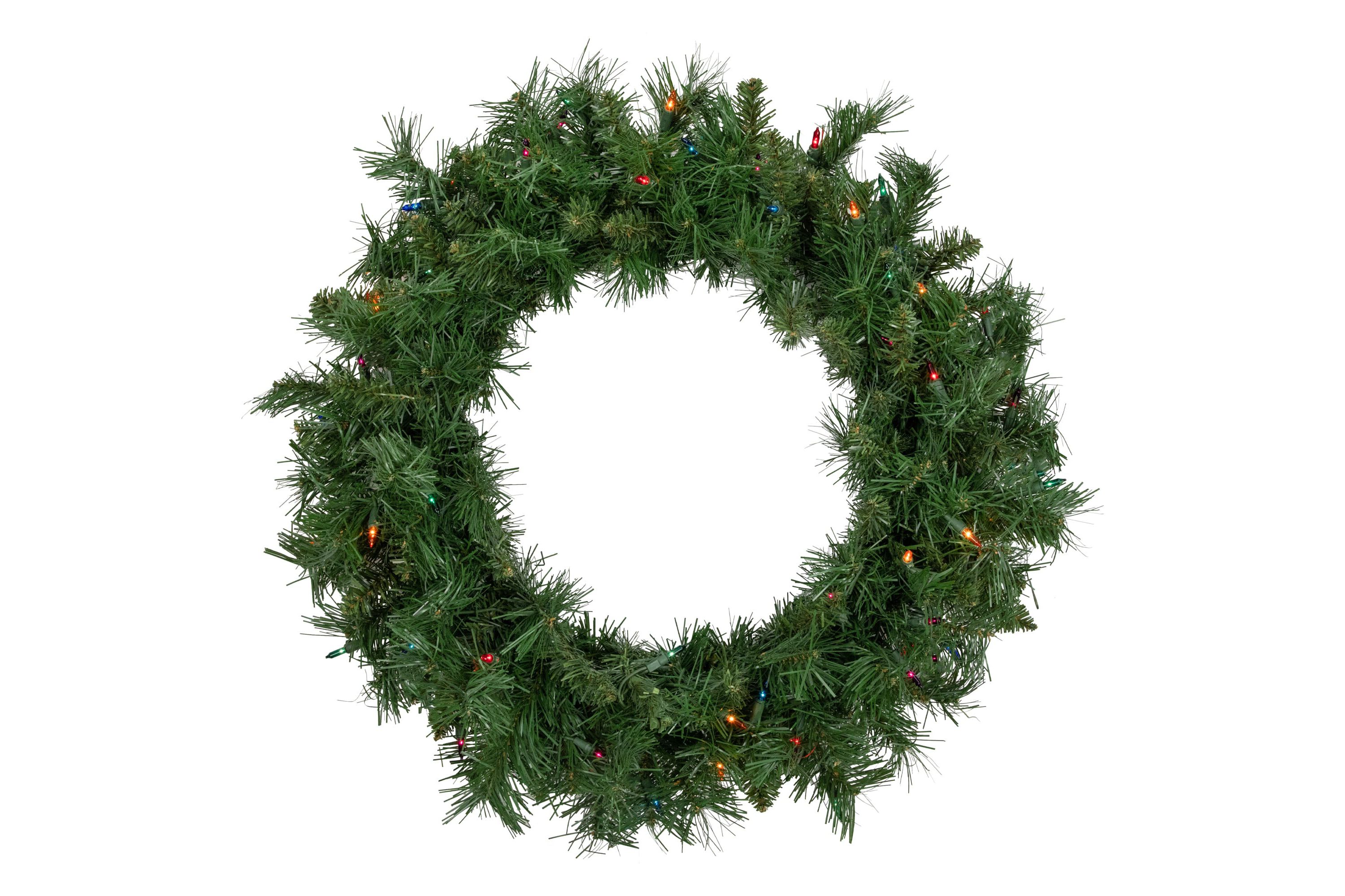 Pre-lit Chatham Pine Artificial Christmas Wreath  24-Inch  Multi-Color Lights