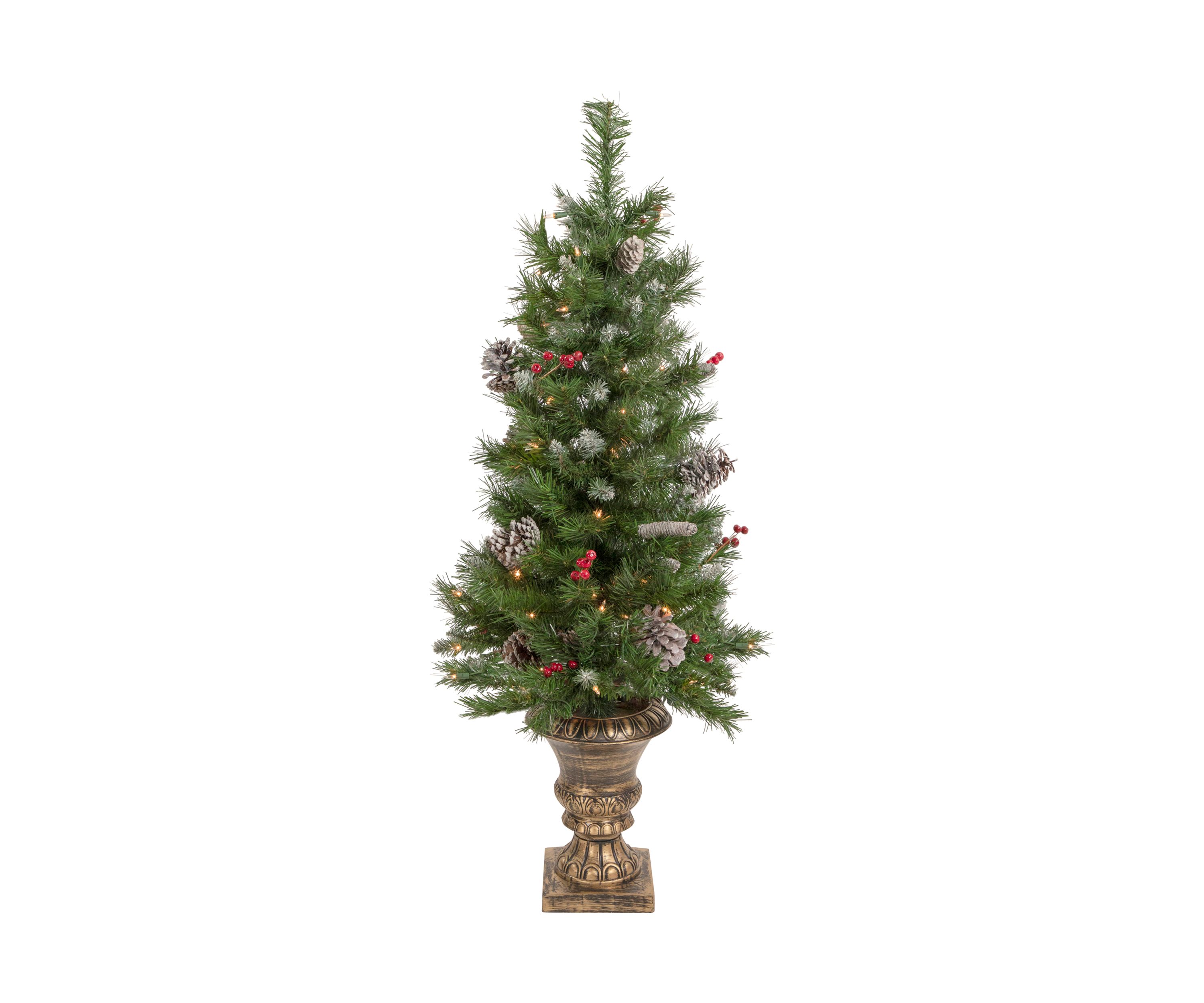 5-Piece Pre-Lit Frosted Verona Berry Pine Artificial Christmas Entryway Set