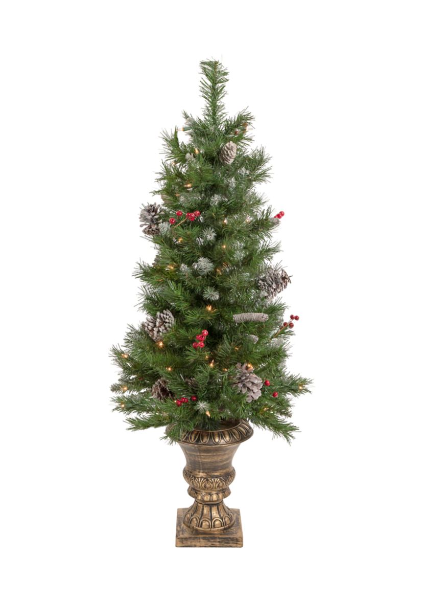 5-Piece Pre-Lit Frosted Verona Berry Pine Artificial Christmas Entryway Set