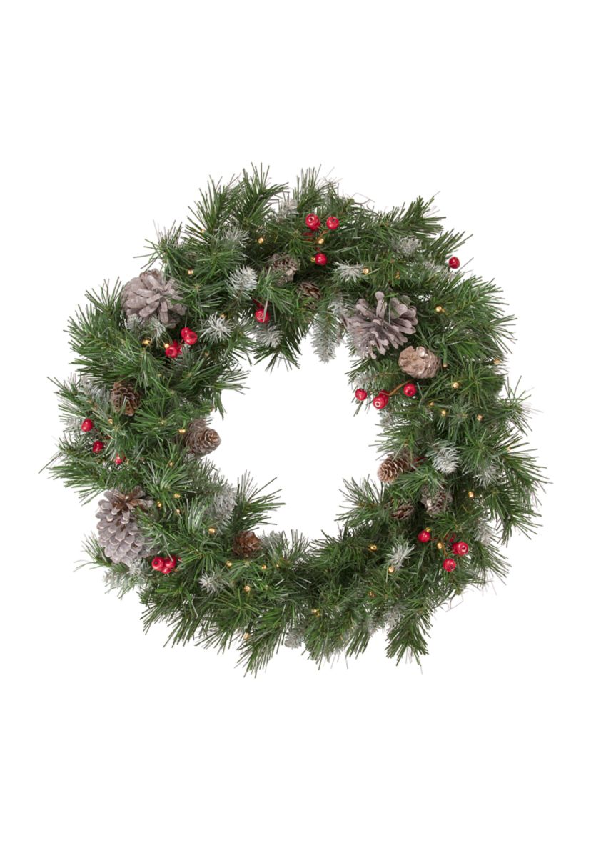 5-Piece Pre-Lit Frosted Verona Berry Pine Artificial Christmas Entryway Set