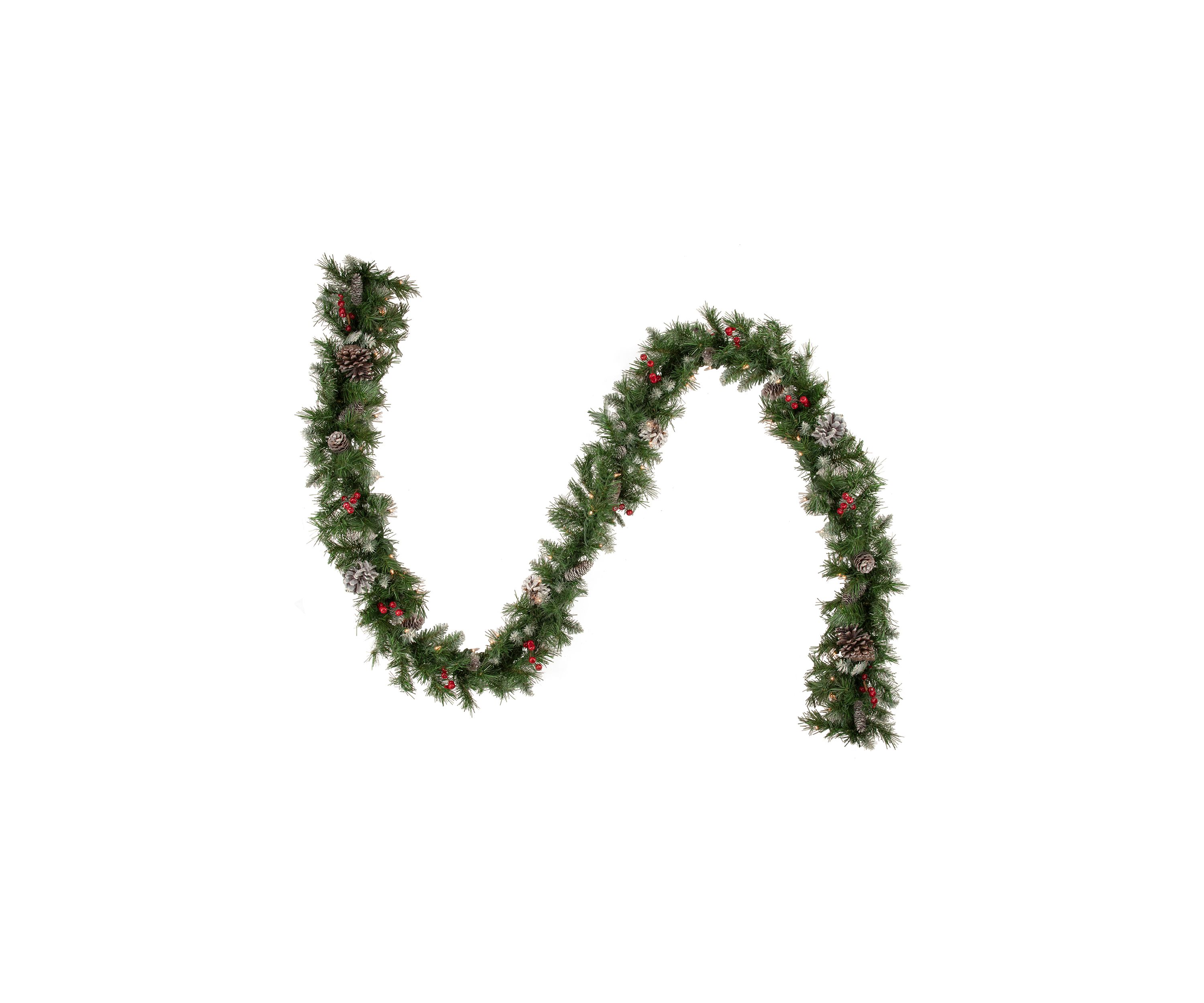 5-Piece Pre-Lit Frosted Verona Berry Pine Artificial Christmas Entryway Set