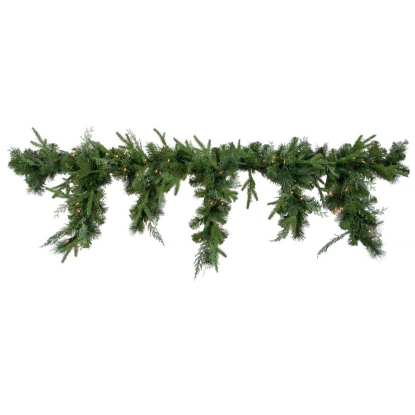 6 x 18" Pre-Lit Mixed Pine Artificial Christmas Icicle Garland  Clear Lights