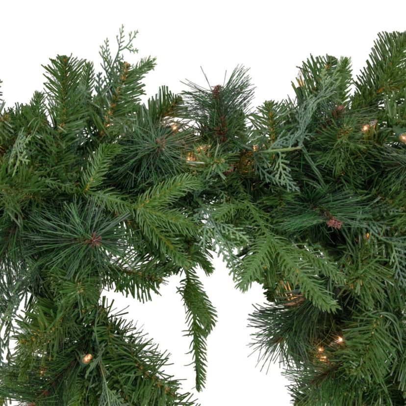 6 x 18" Pre-Lit Mixed Pine Artificial Christmas Icicle Garland  Clear Lights