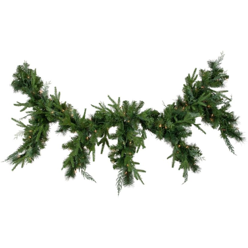 6 x 18" Pre-Lit Mixed Pine Artificial Christmas Icicle Garland  Clear Lights