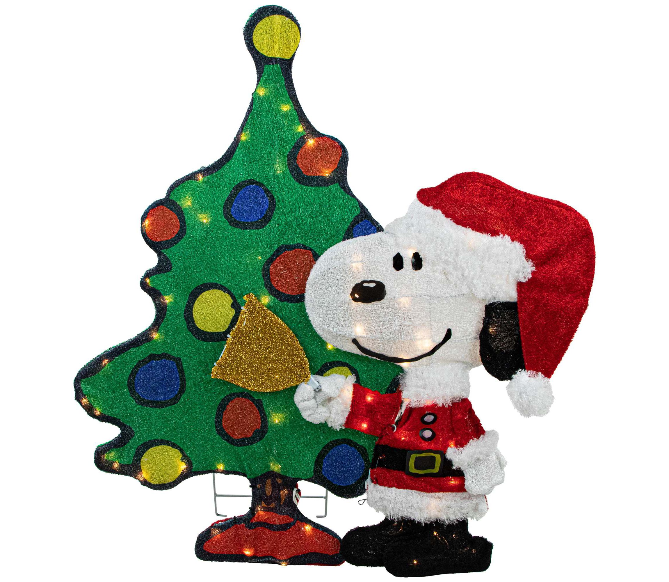 LED Lighted Peanuts Snoopy and Christmas Tree Outdoor Decoration - 32"