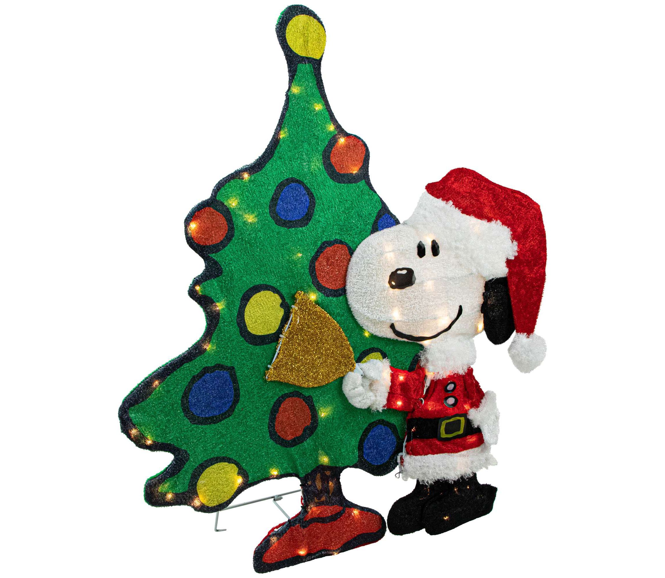 LED Lighted Peanuts Snoopy and Christmas Tree Outdoor Decoration - 32"