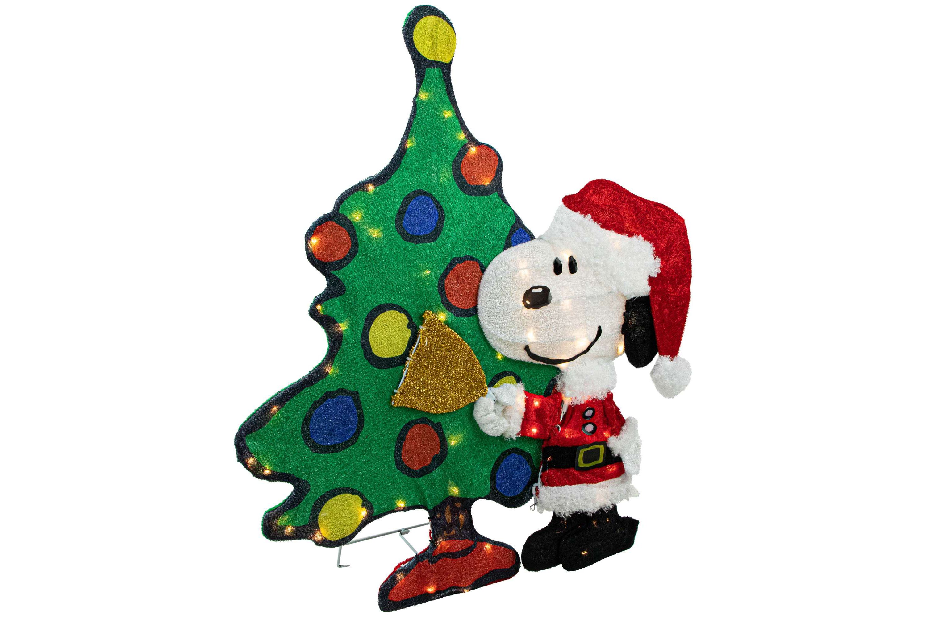 LED Lighted Peanuts Snoopy and Christmas Tree Outdoor Decoration - 32"