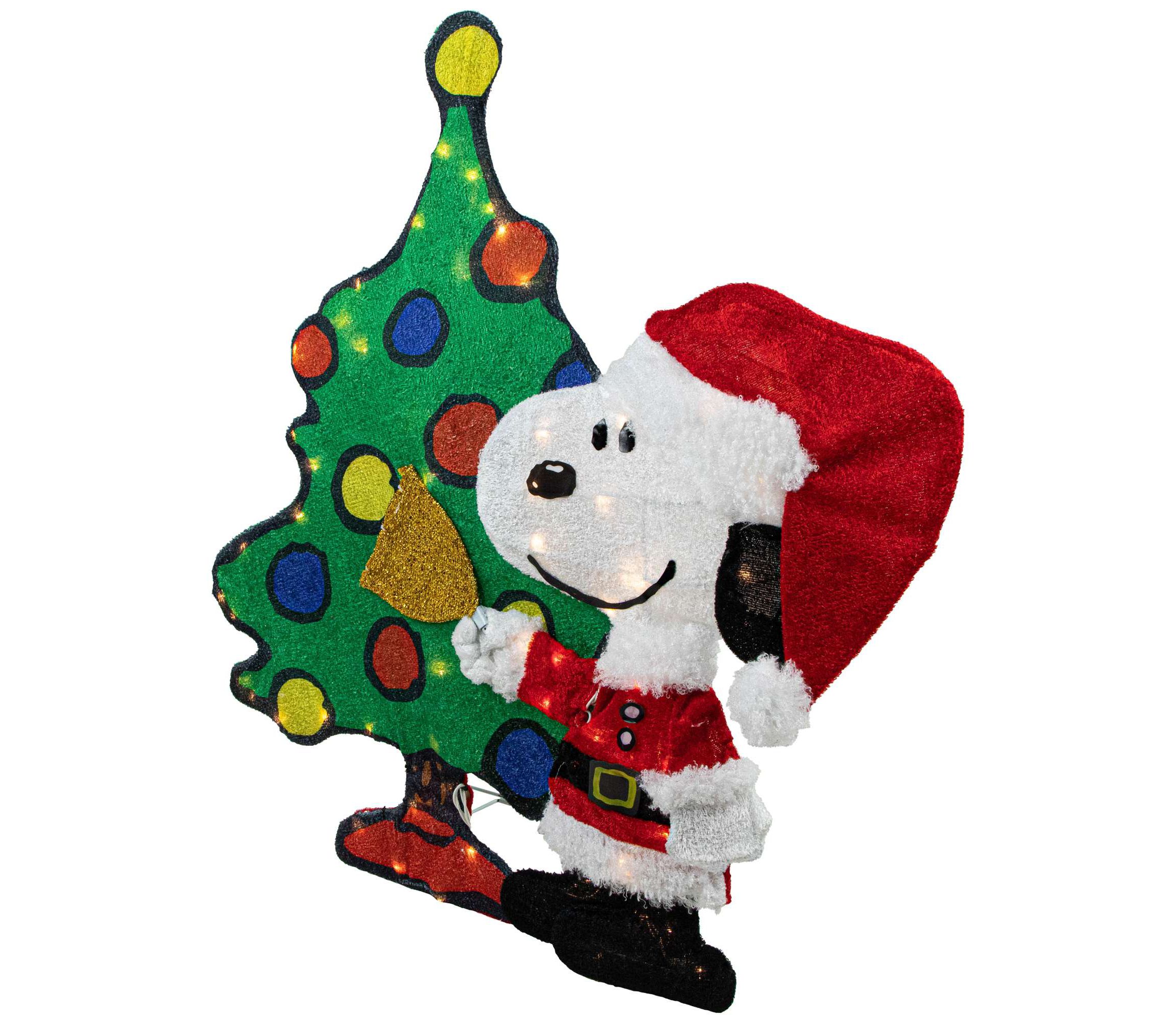 LED Lighted Peanuts Snoopy and Christmas Tree Outdoor Decoration - 32"