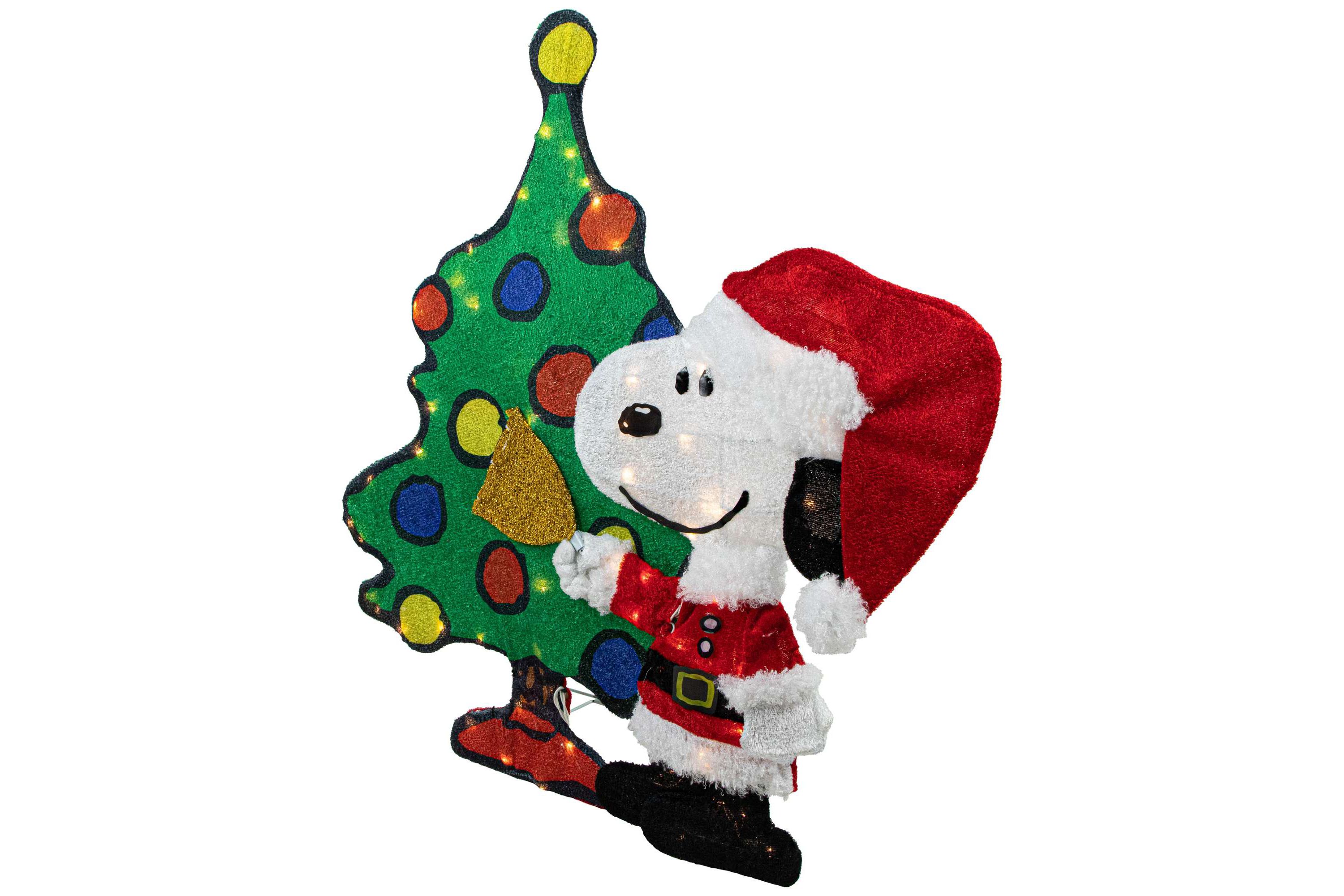 LED Lighted Peanuts Snoopy and Christmas Tree Outdoor Decoration - 32"