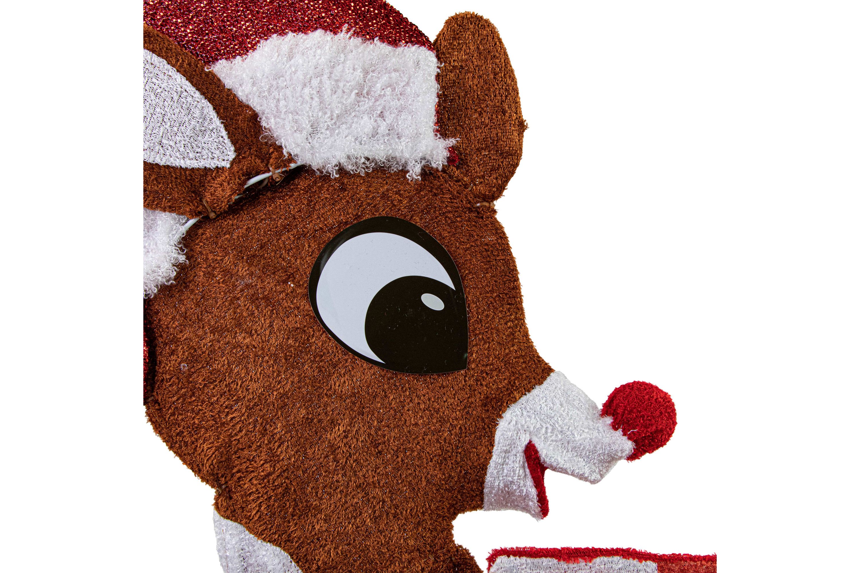 36inch LED Lighted Rudolph Reindeer Crossing Outdoor Christmas Sign Decoration