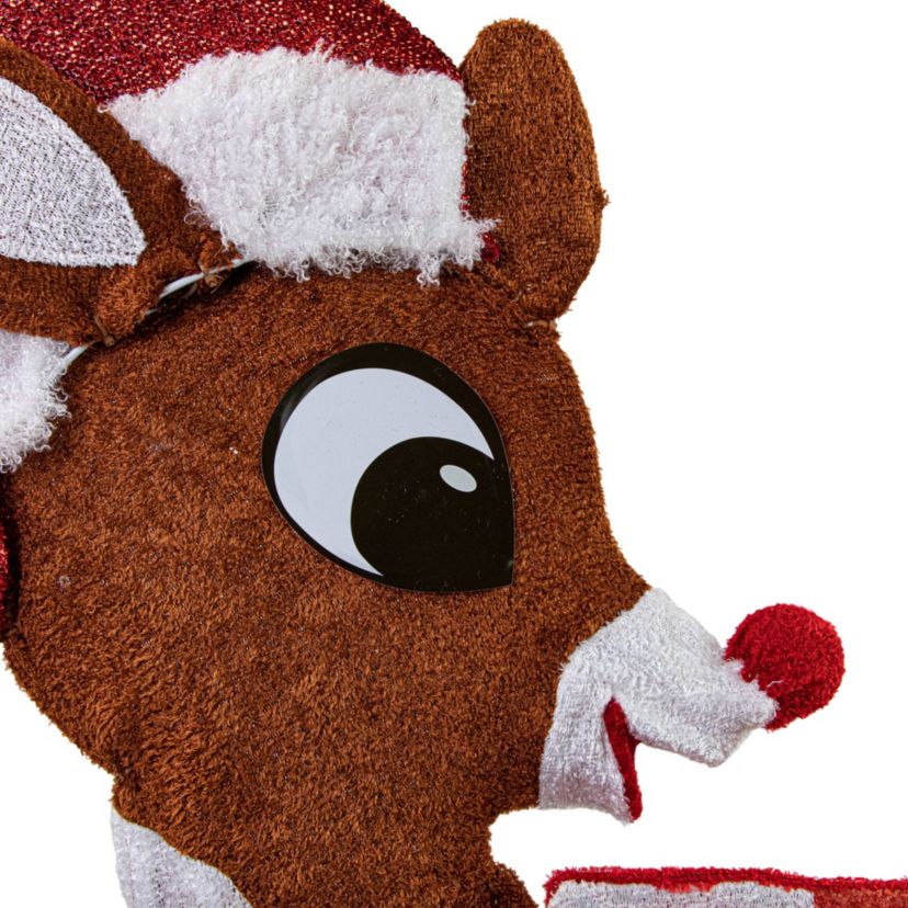 36inch LED Lighted Rudolph Reindeer Crossing Outdoor Christmas Sign Decoration