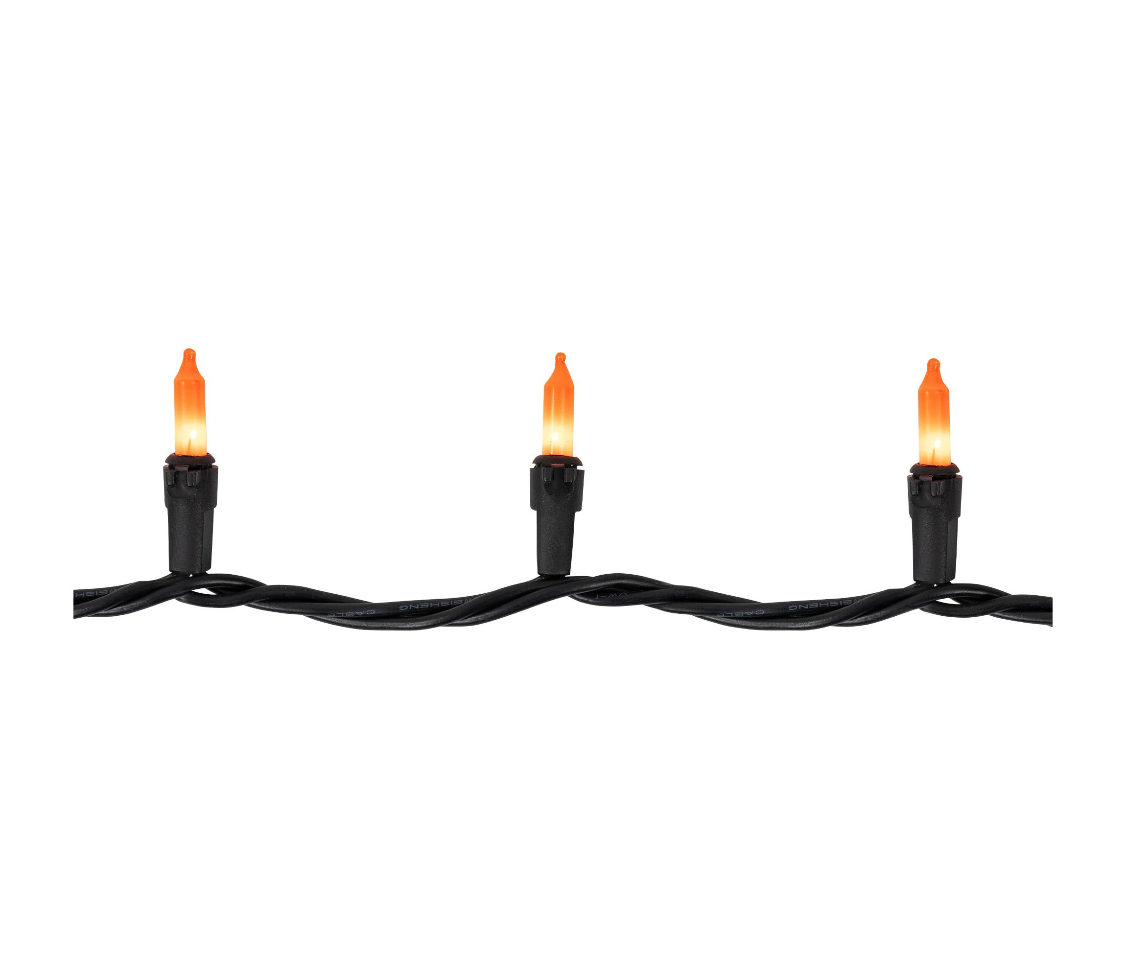 100-Count Orange Mini Halloween Light Set 20ft Black Wire