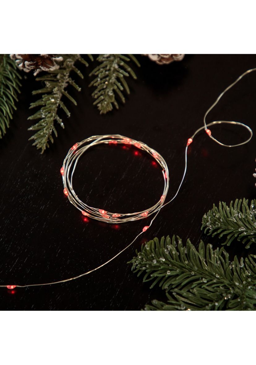 100ct Red LED Micro Fairy Lights - 20ft  Copper Wire