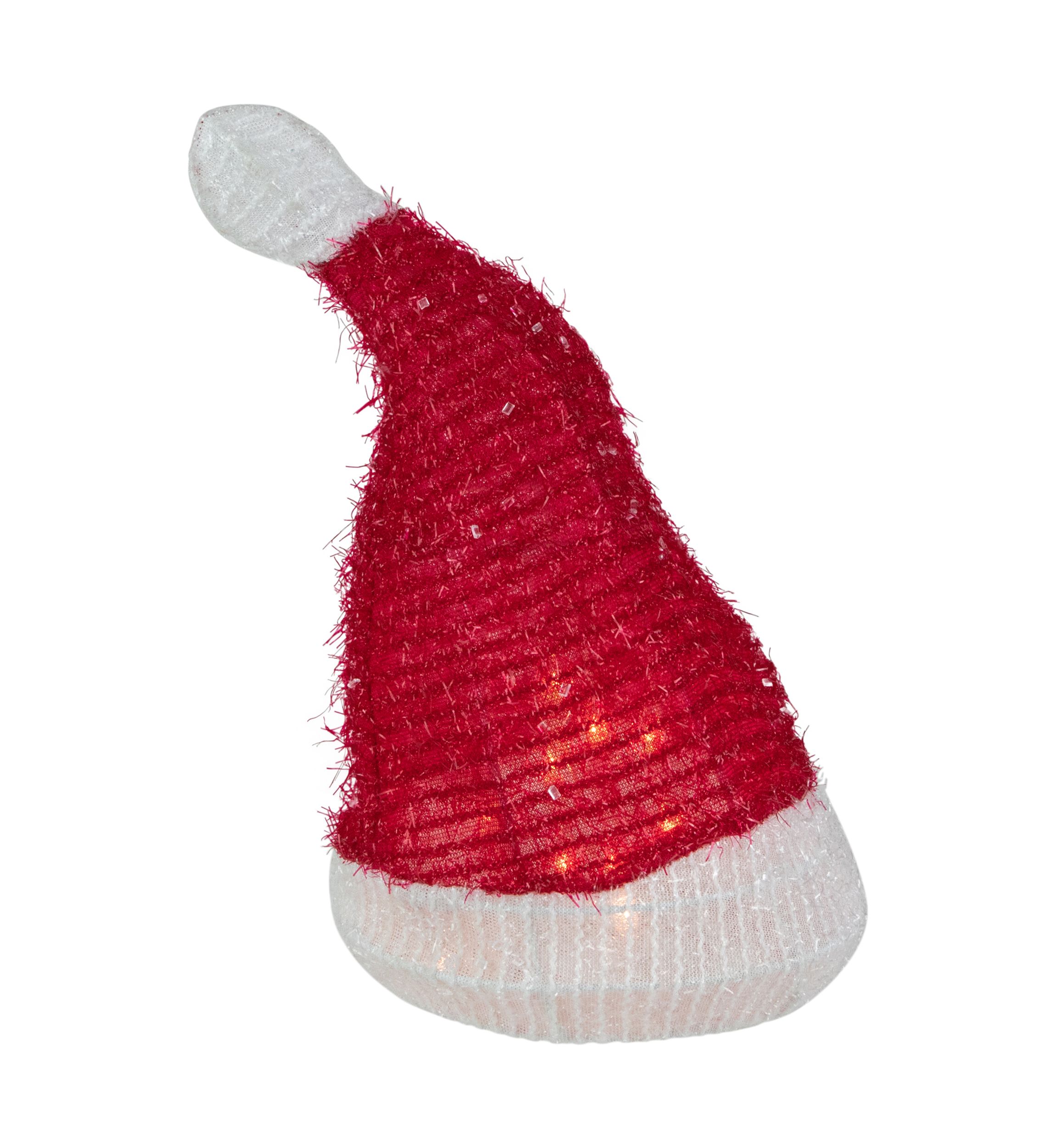 12.25Inch Lighted Santa Hat Christmas Tree Topper  Clear Lights