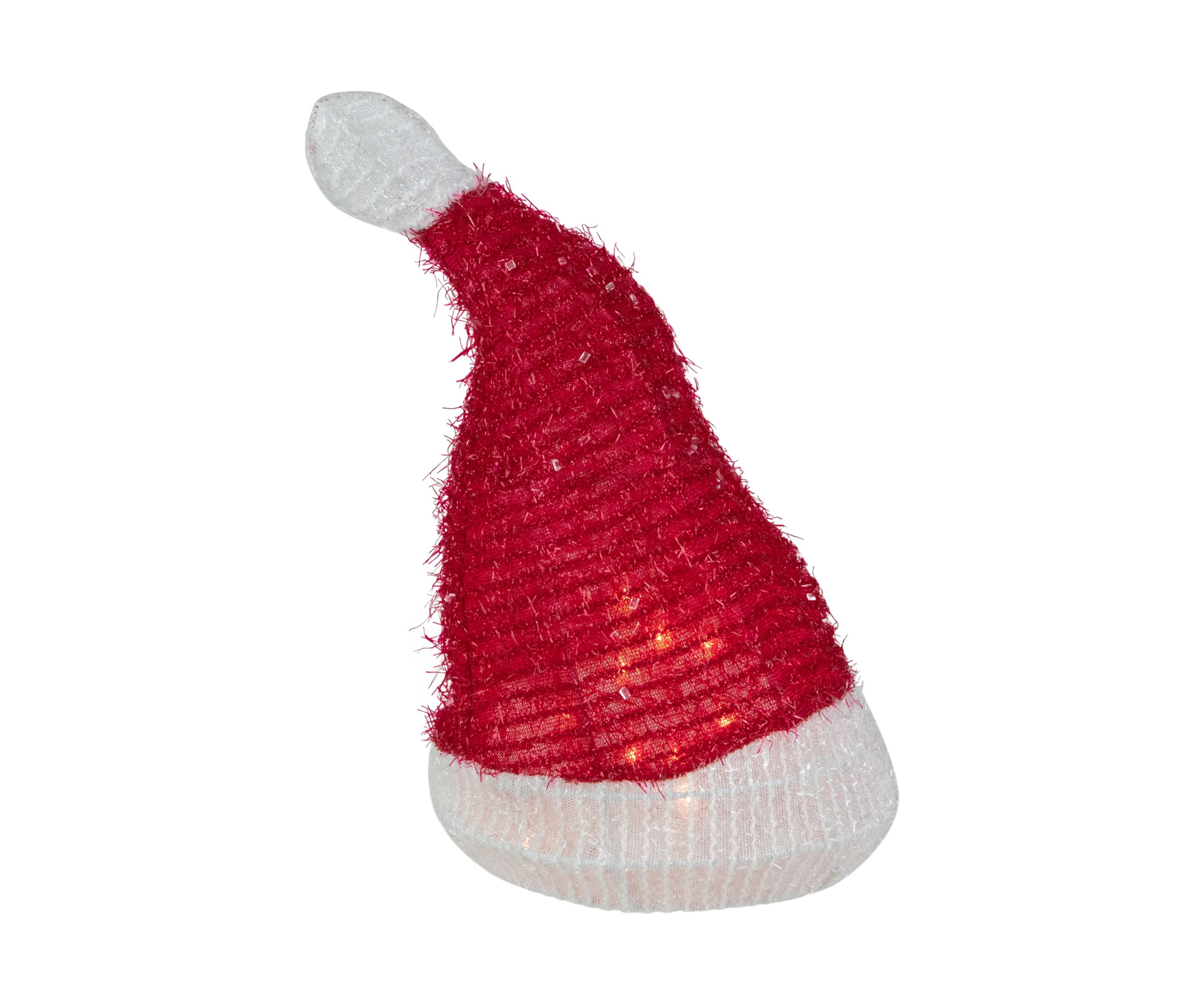 12.25Inch Lighted Santa Hat Christmas Tree Topper  Clear Lights