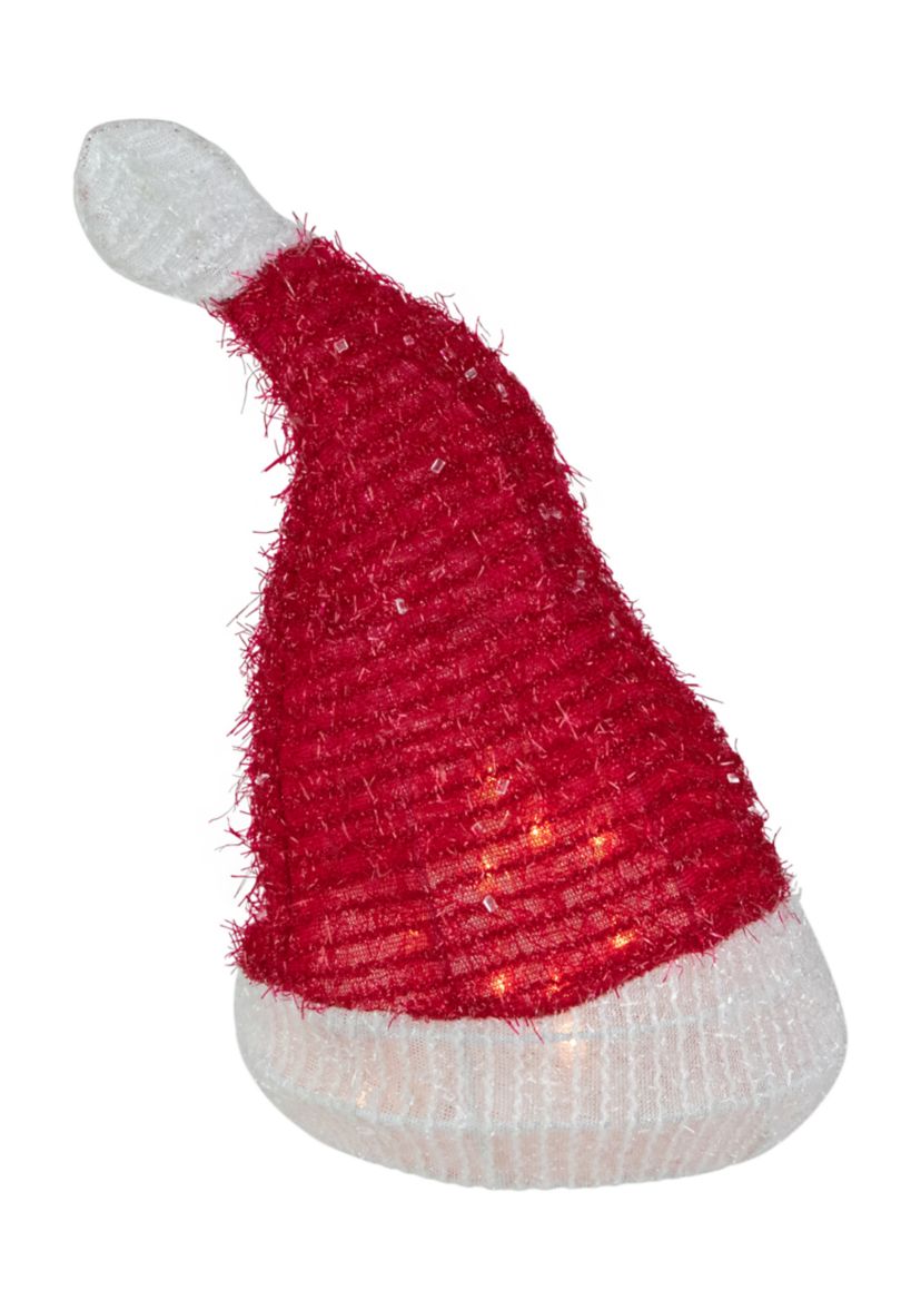 12.25Inch Lighted Santa Hat Christmas Tree Topper  Clear Lights