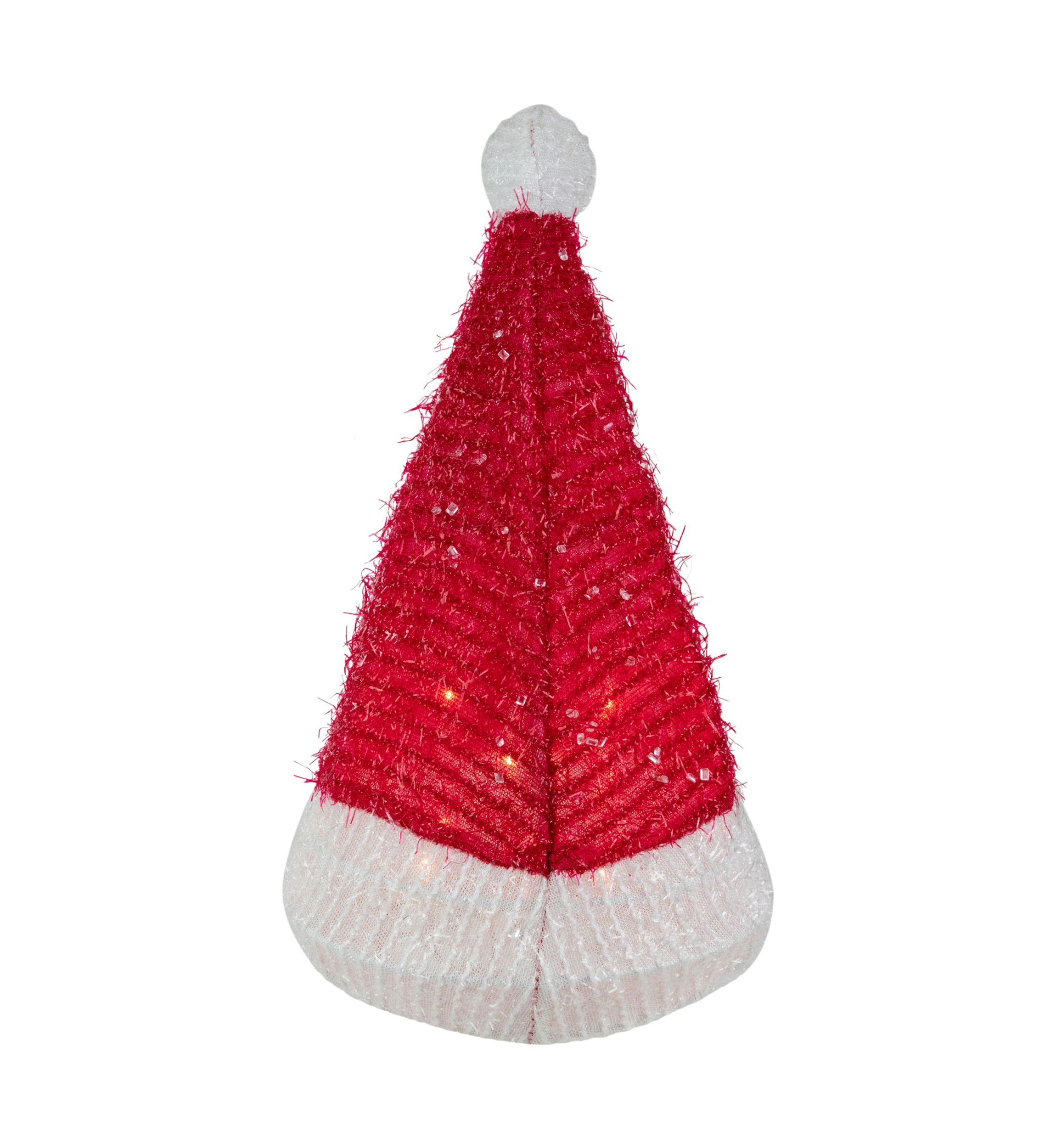 12.25Inch Lighted Santa Hat Christmas Tree Topper  Clear Lights