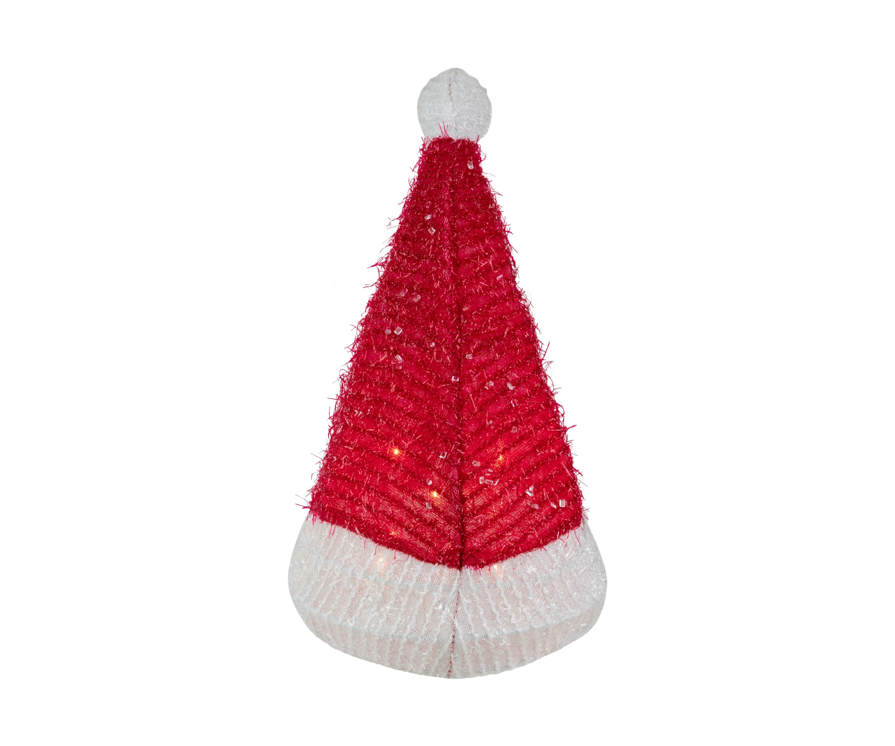 12.25Inch Lighted Santa Hat Christmas Tree Topper  Clear Lights