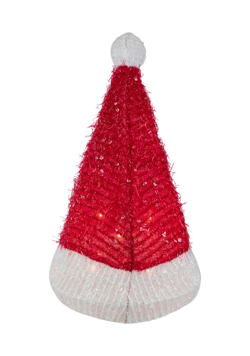 12.25Inch Lighted Santa Hat Christmas Tree Topper  Clear Lights
