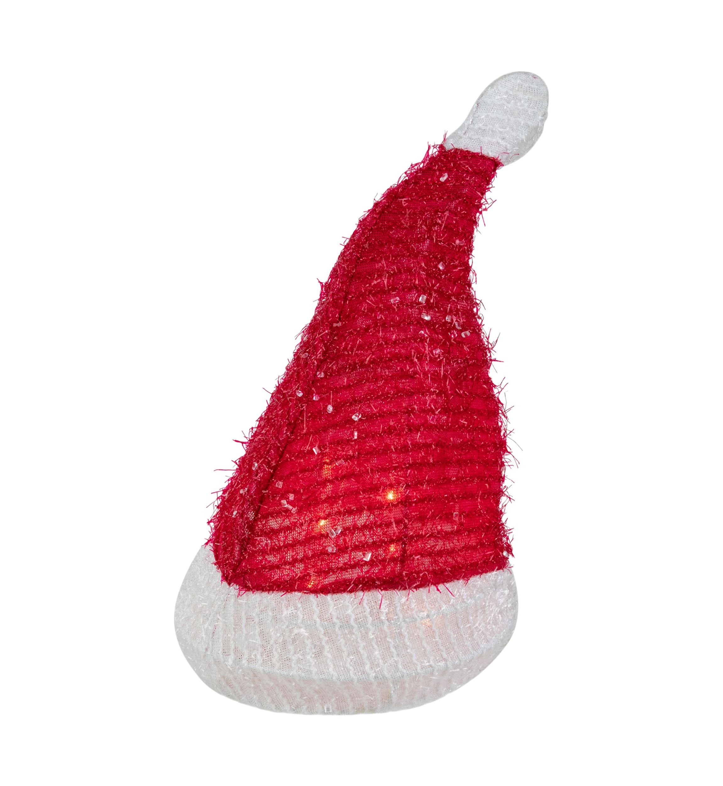 12.25Inch Lighted Santa Hat Christmas Tree Topper  Clear Lights