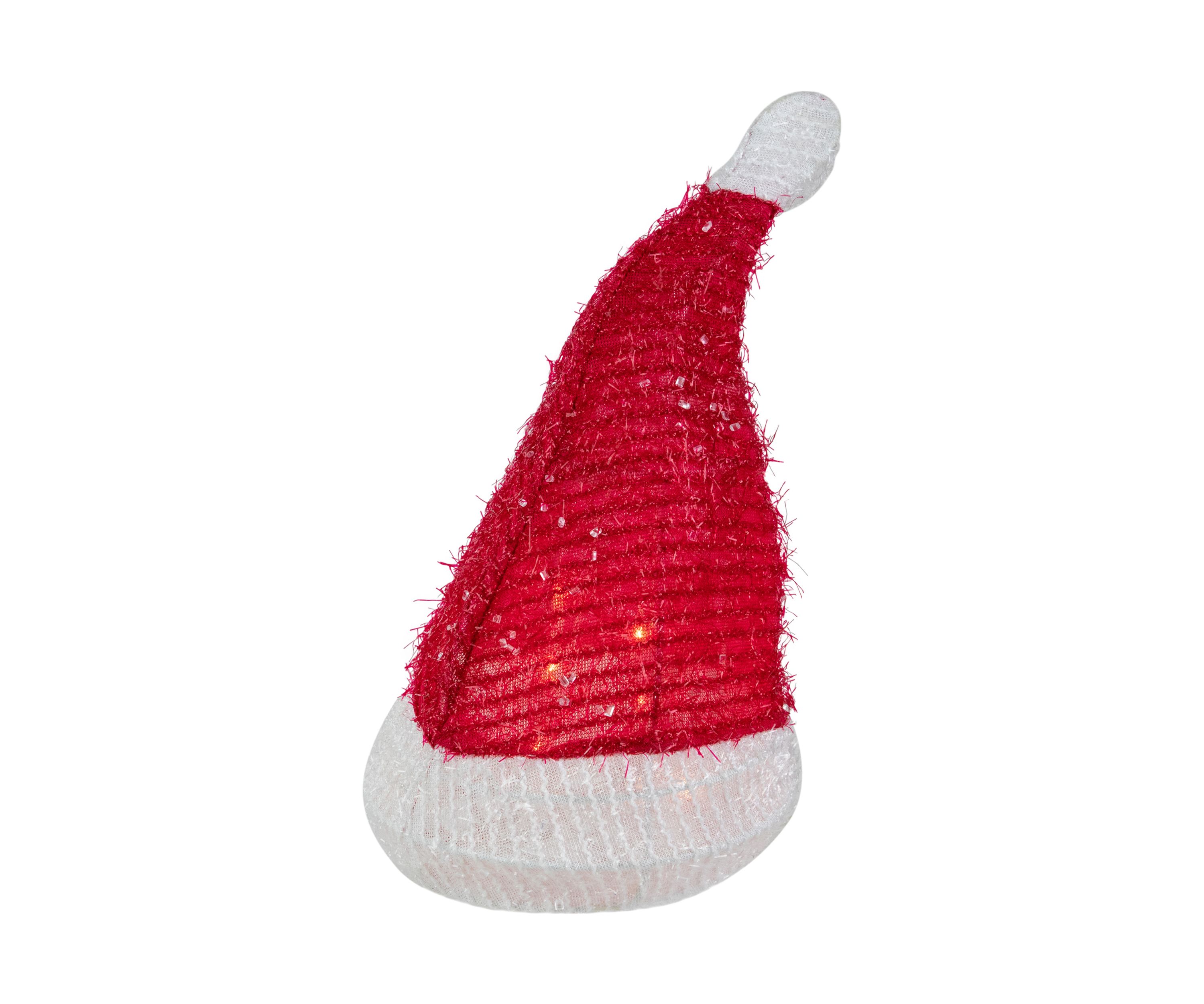 12.25Inch Lighted Santa Hat Christmas Tree Topper  Clear Lights