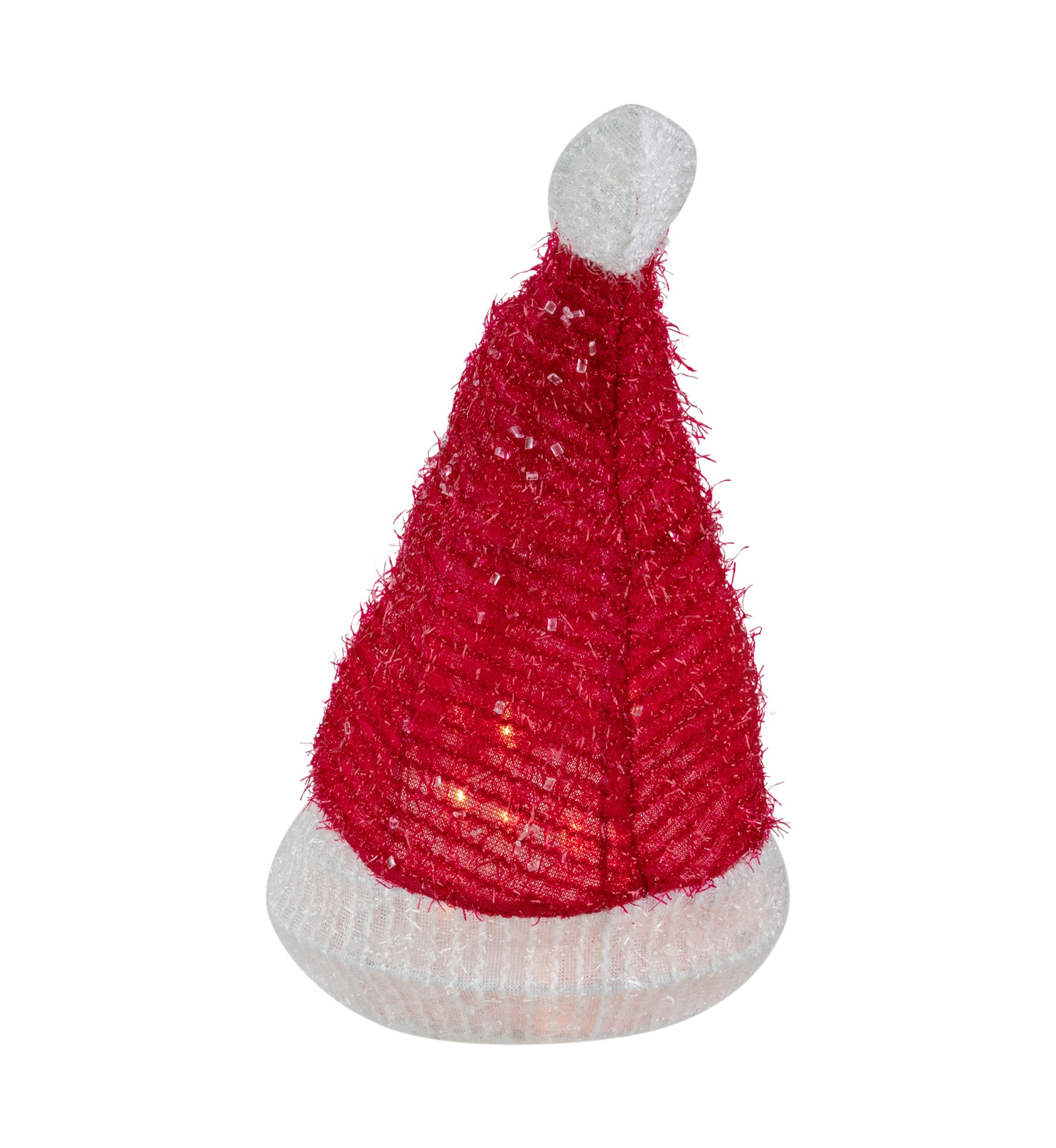12.25Inch Lighted Santa Hat Christmas Tree Topper  Clear Lights