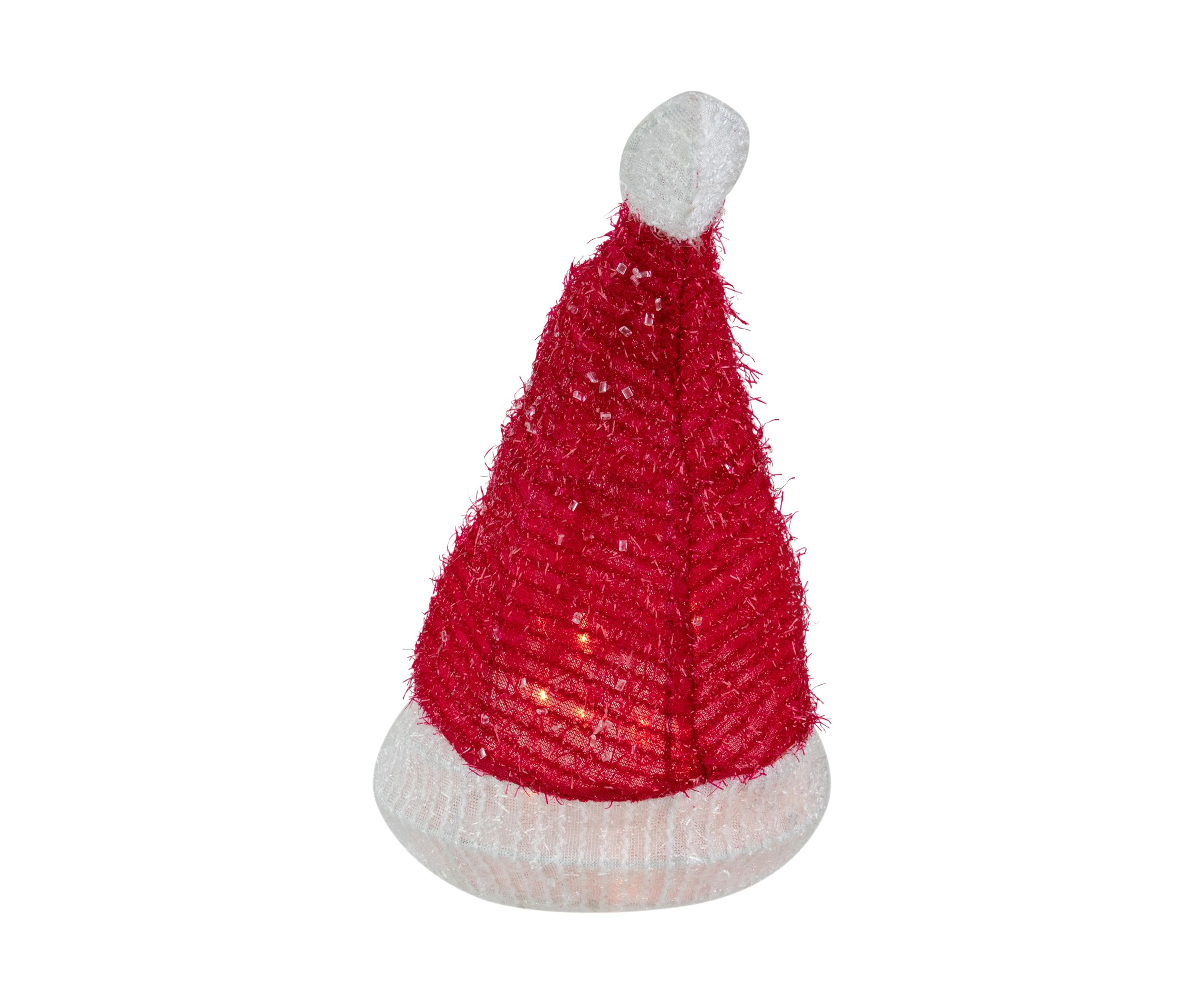 12.25Inch Lighted Santa Hat Christmas Tree Topper  Clear Lights