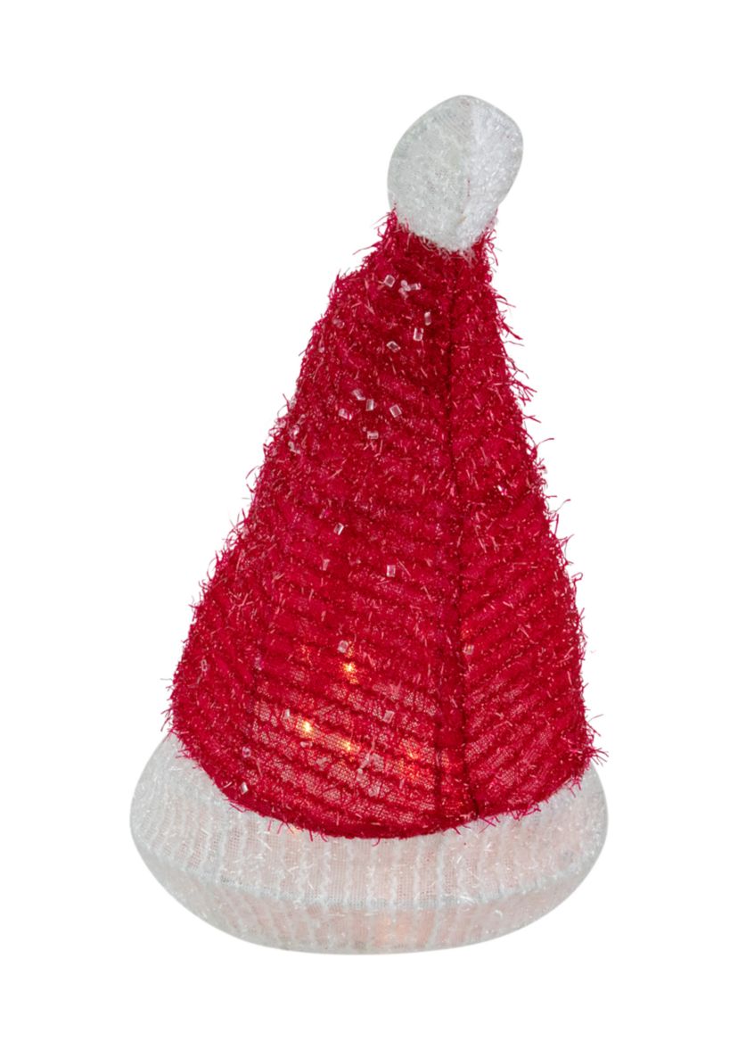 12.25Inch Lighted Santa Hat Christmas Tree Topper  Clear Lights