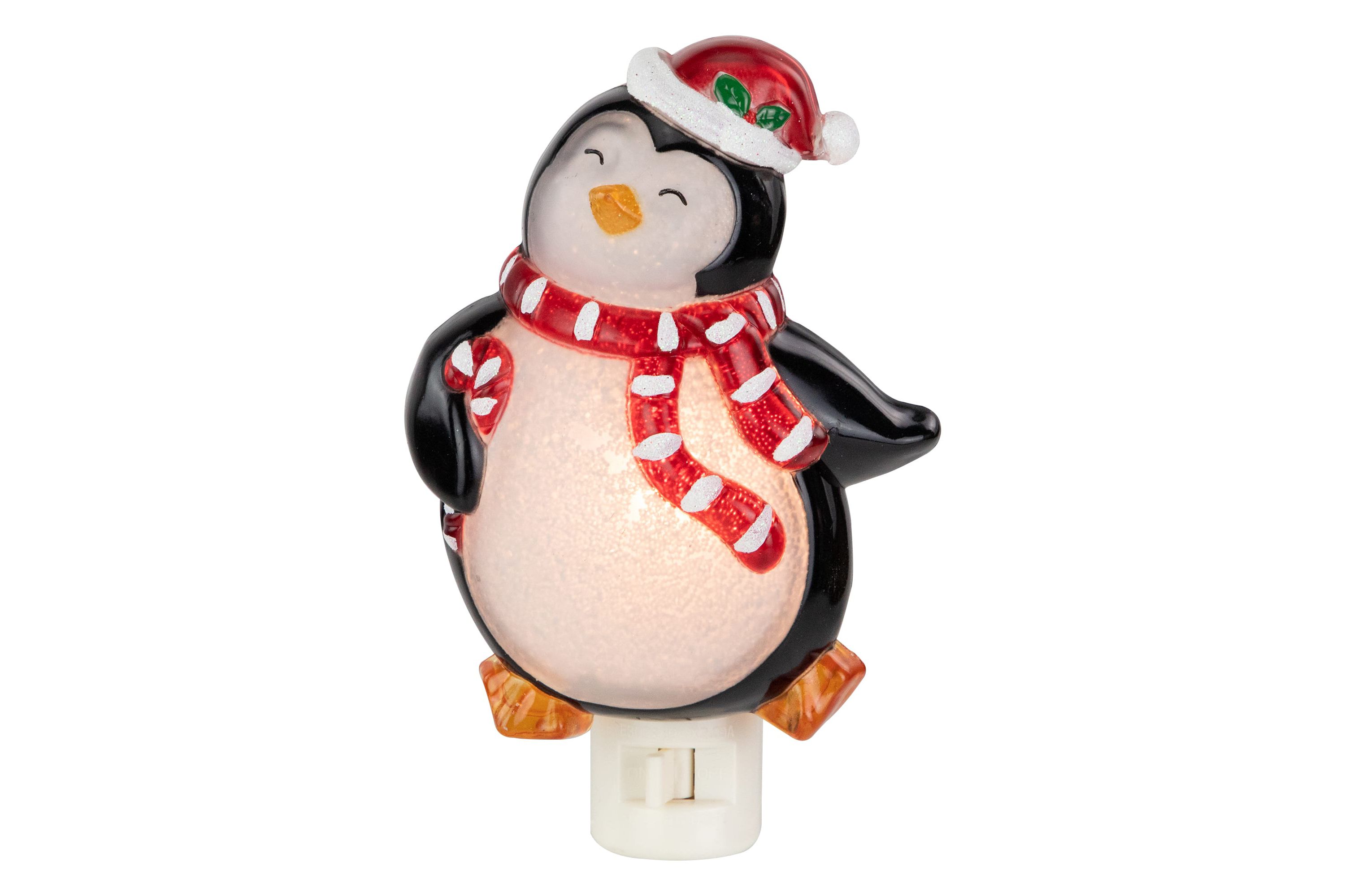 6inch Black and Red Happy Penguin in Santa Hat Christmas Night Light