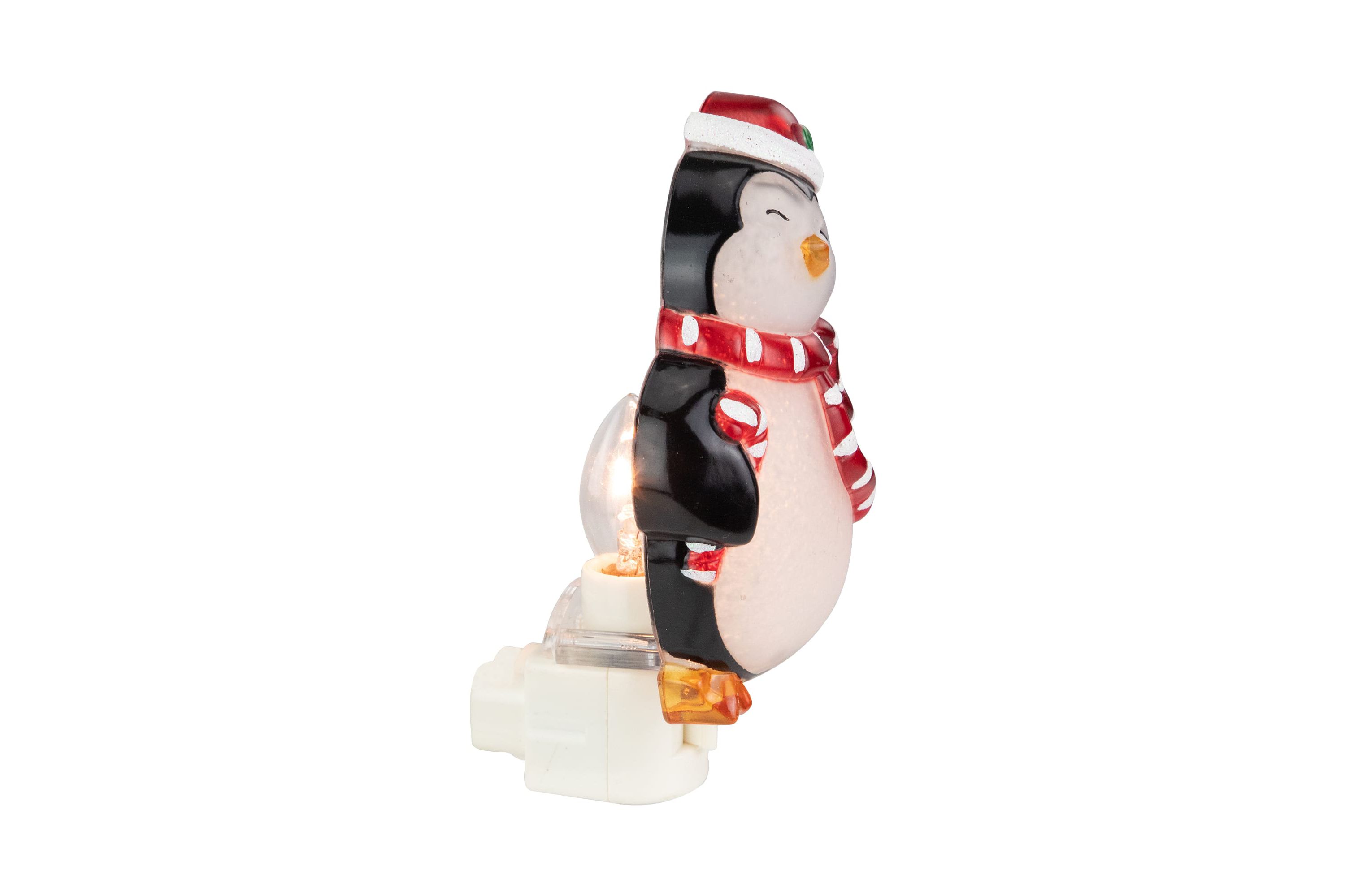 6inch Black and Red Happy Penguin in Santa Hat Christmas Night Light