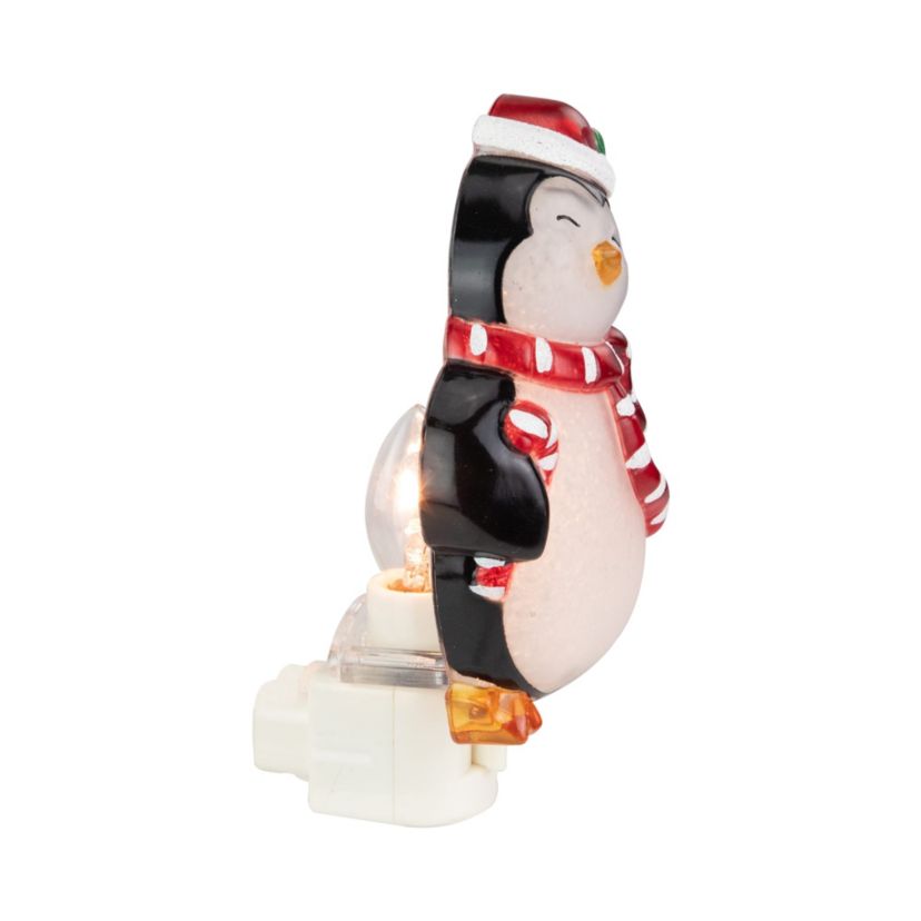 6inch Black and Red Happy Penguin in Santa Hat Christmas Night Light