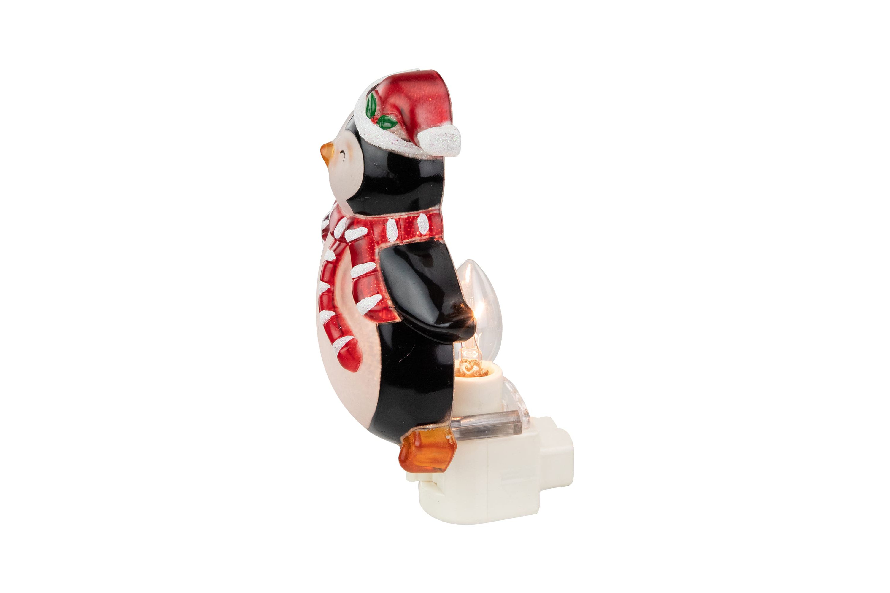 6inch Black and Red Happy Penguin in Santa Hat Christmas Night Light