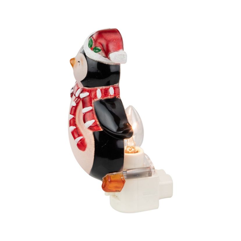 6inch Black and Red Happy Penguin in Santa Hat Christmas Night Light