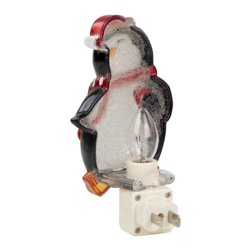 6inch Black and Red Happy Penguin in Santa Hat Christmas Night Light