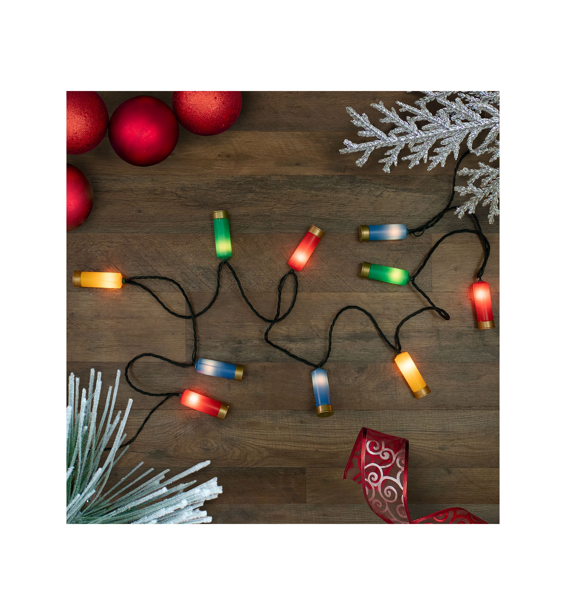 10ct Multi-Color Shotgun Shell Novelty Christmas Light Set  Clear Lights