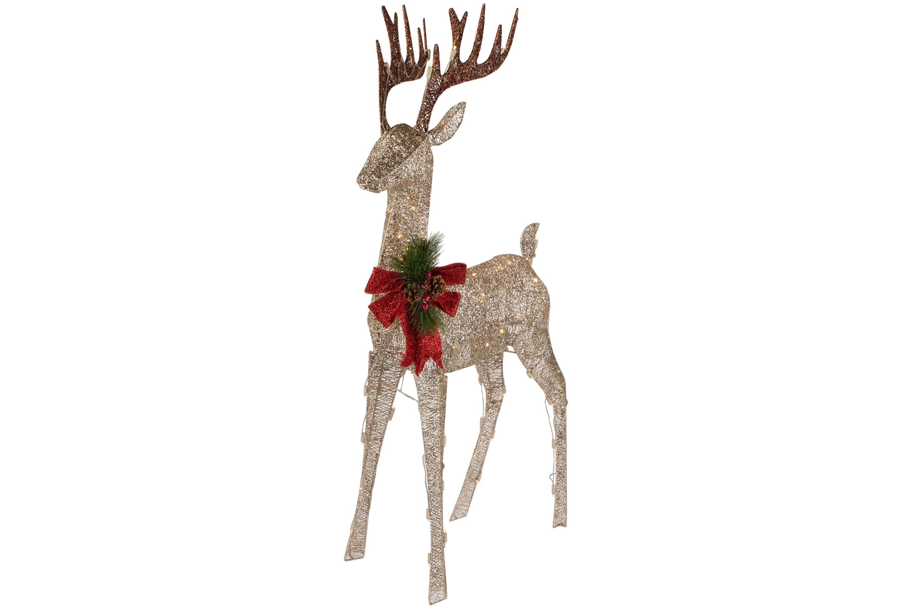 48inch Pre-Lit LED Champagne Deer Outdoor Christmas Decoration