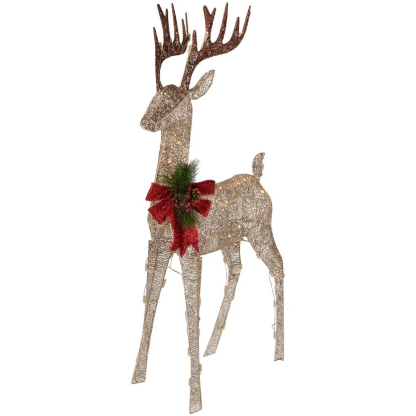 48inch Pre-Lit LED Champagne Deer Outdoor Christmas Decoration