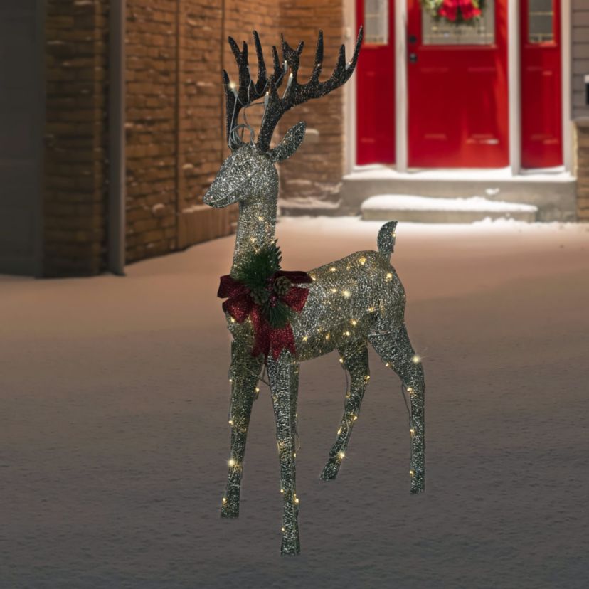 48inch Pre-Lit LED Champagne Deer Outdoor Christmas Decoration