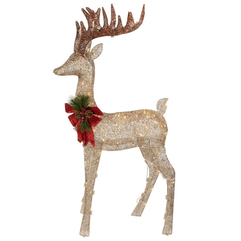 48inch Pre-Lit LED Champagne Deer Outdoor Christmas Decoration