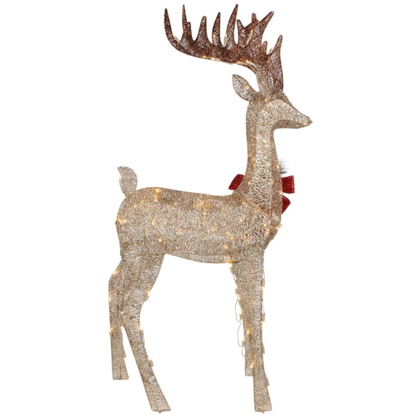 48inch Pre-Lit LED Champagne Deer Outdoor Christmas Decoration