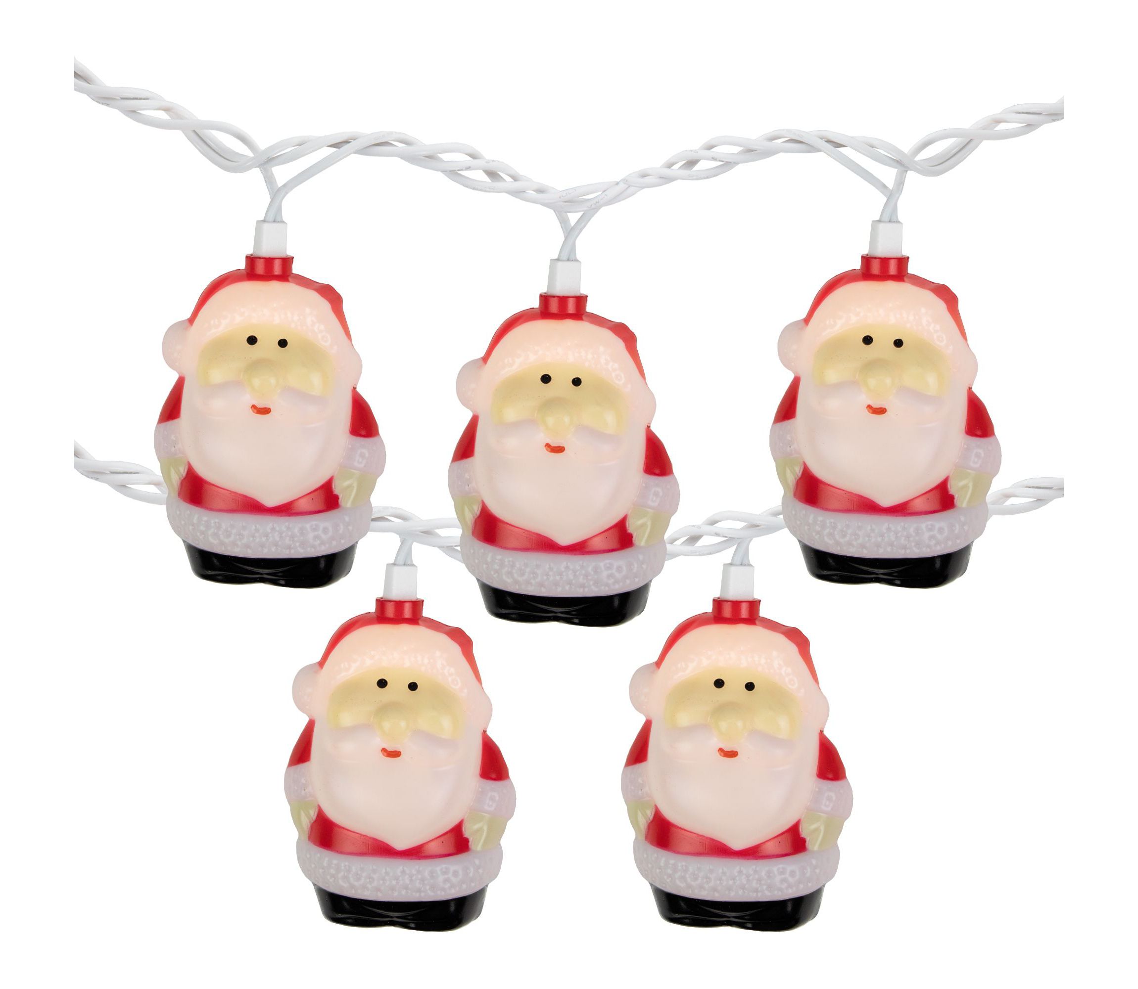 10-Count Santa Claus Christmas Light Set  6ft Green Wire