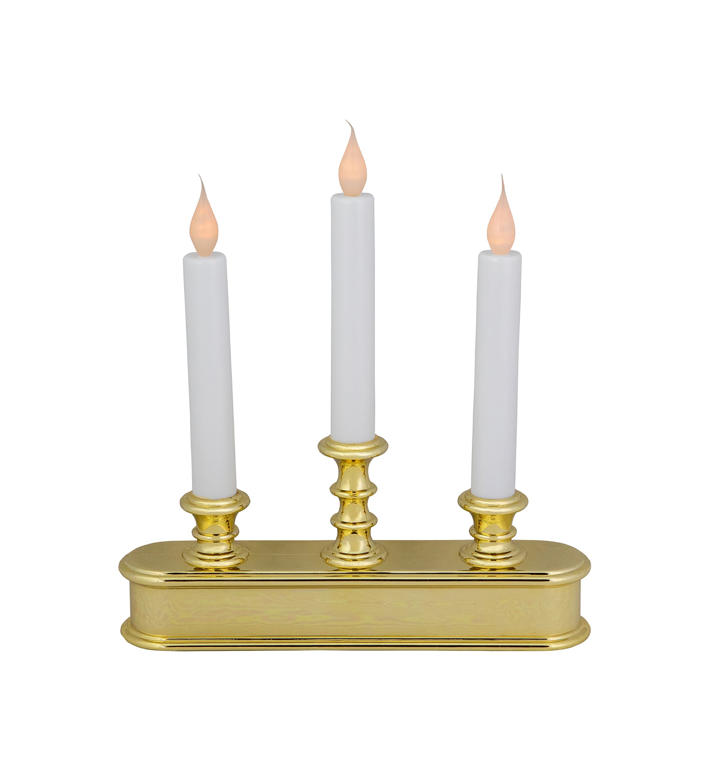 10Inch Pre-Lit LED White Lighted 3ct Candolier Christmas Candle Lamp