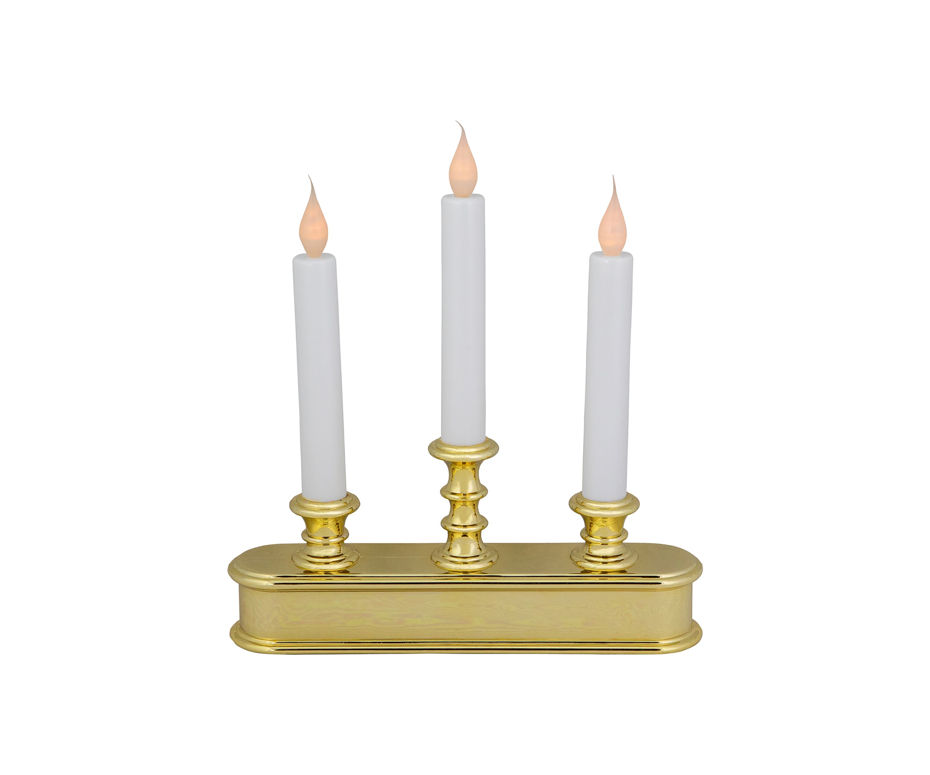 10Inch Pre-Lit LED White Lighted 3ct Candolier Christmas Candle Lamp