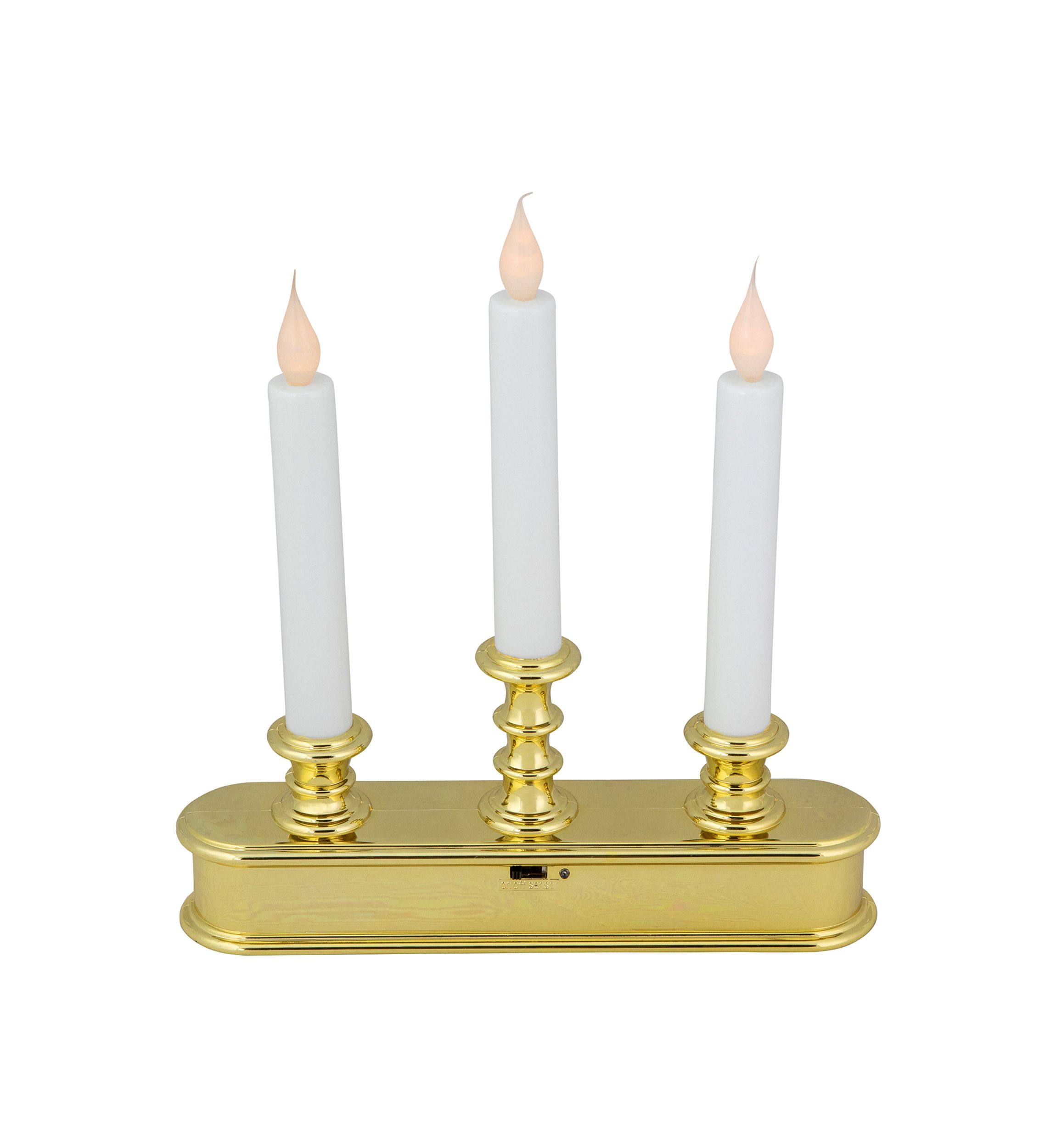 10Inch Pre-Lit LED White Lighted 3ct Candolier Christmas Candle Lamp