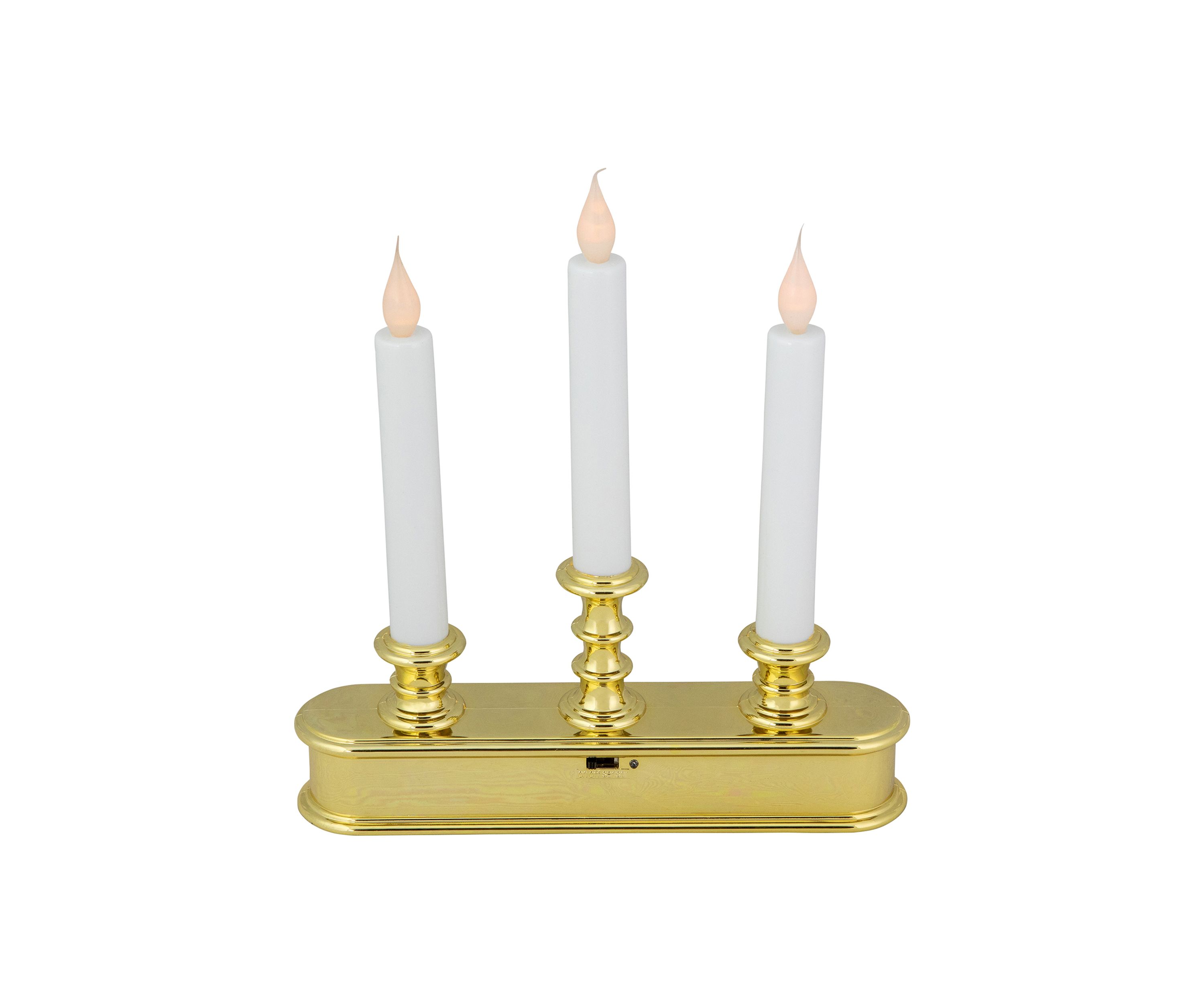 10Inch Pre-Lit LED White Lighted 3ct Candolier Christmas Candle Lamp