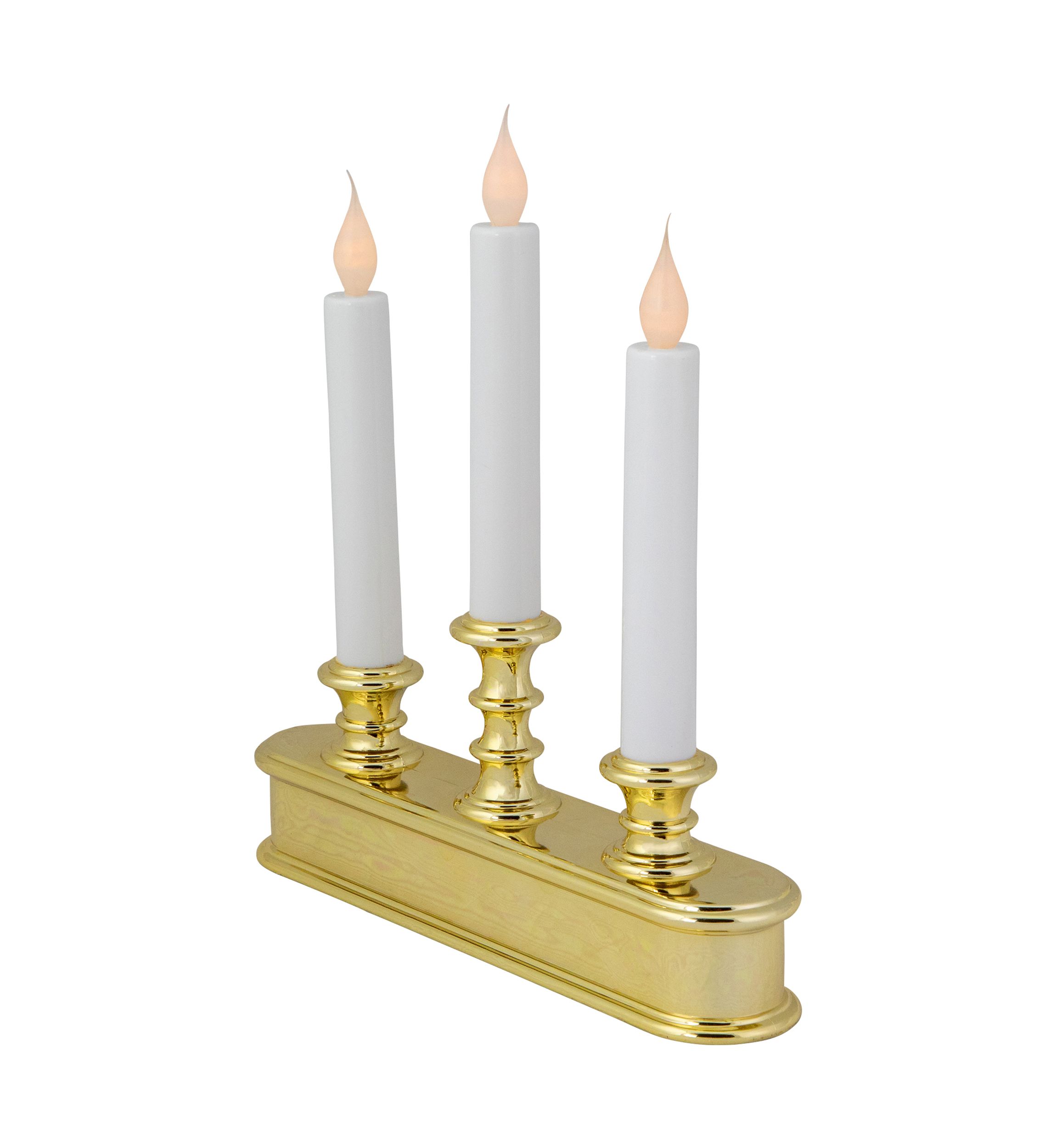10Inch Pre-Lit LED White Lighted 3ct Candolier Christmas Candle Lamp