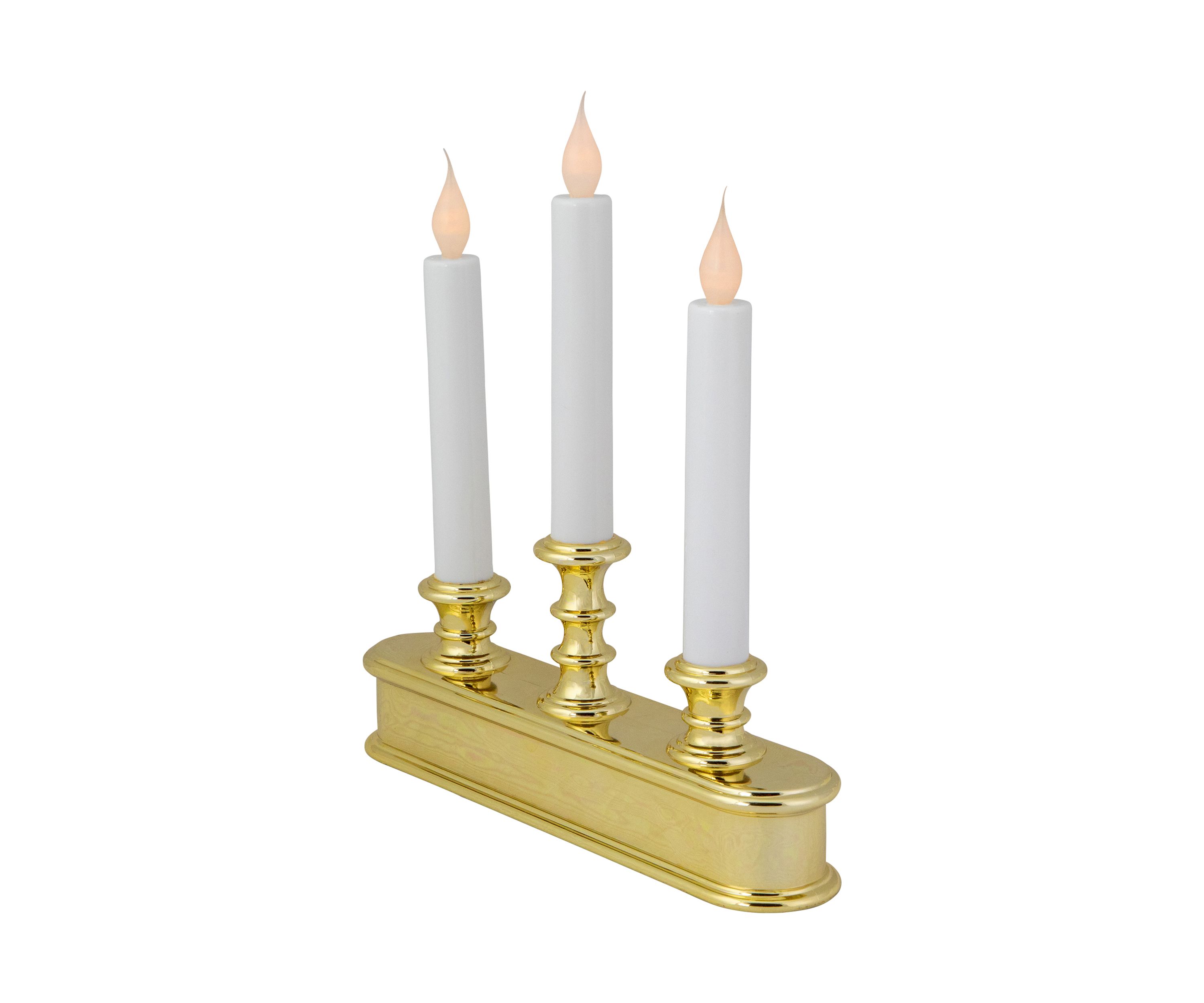 10Inch Pre-Lit LED White Lighted 3ct Candolier Christmas Candle Lamp