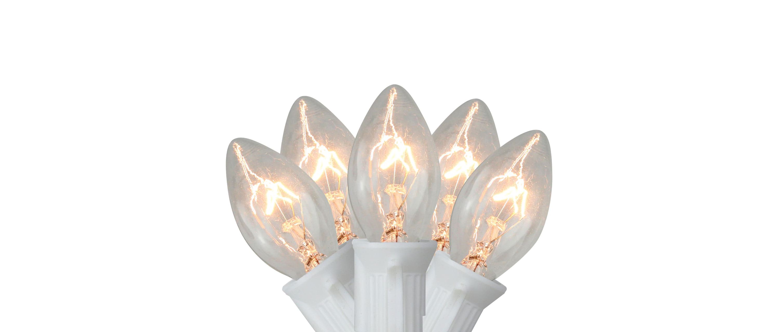 25 Count Clear C7 Christmas Lights 24ft White Wire