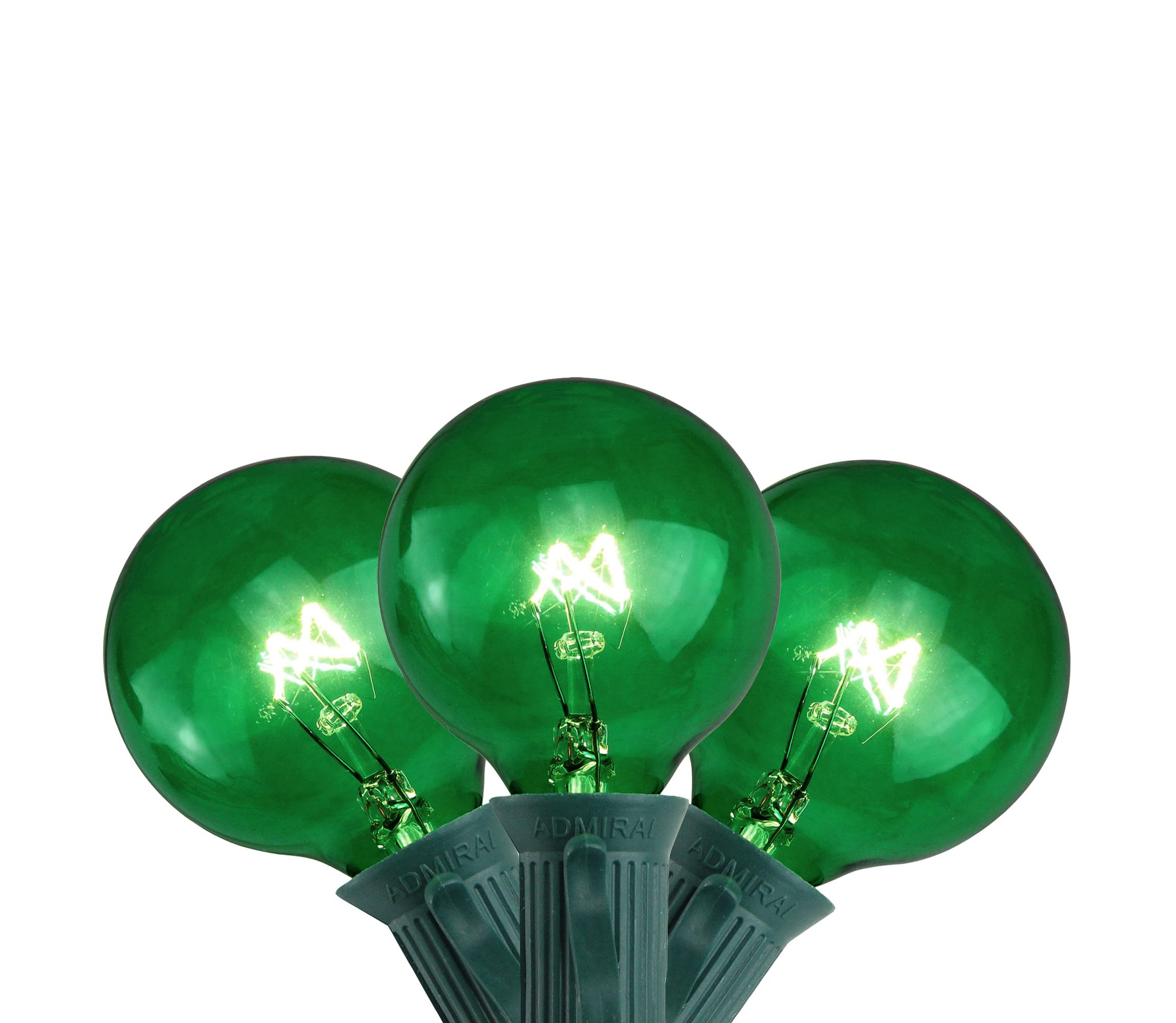10-Count Green G50 Globe Christmas Patio Lights- 9ft Green Wire