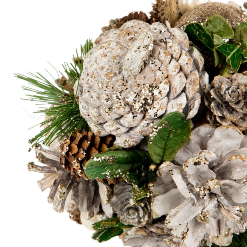5.5inch Glittered Pine Needle and Pinecone Hanging Christmas Ball Ornament